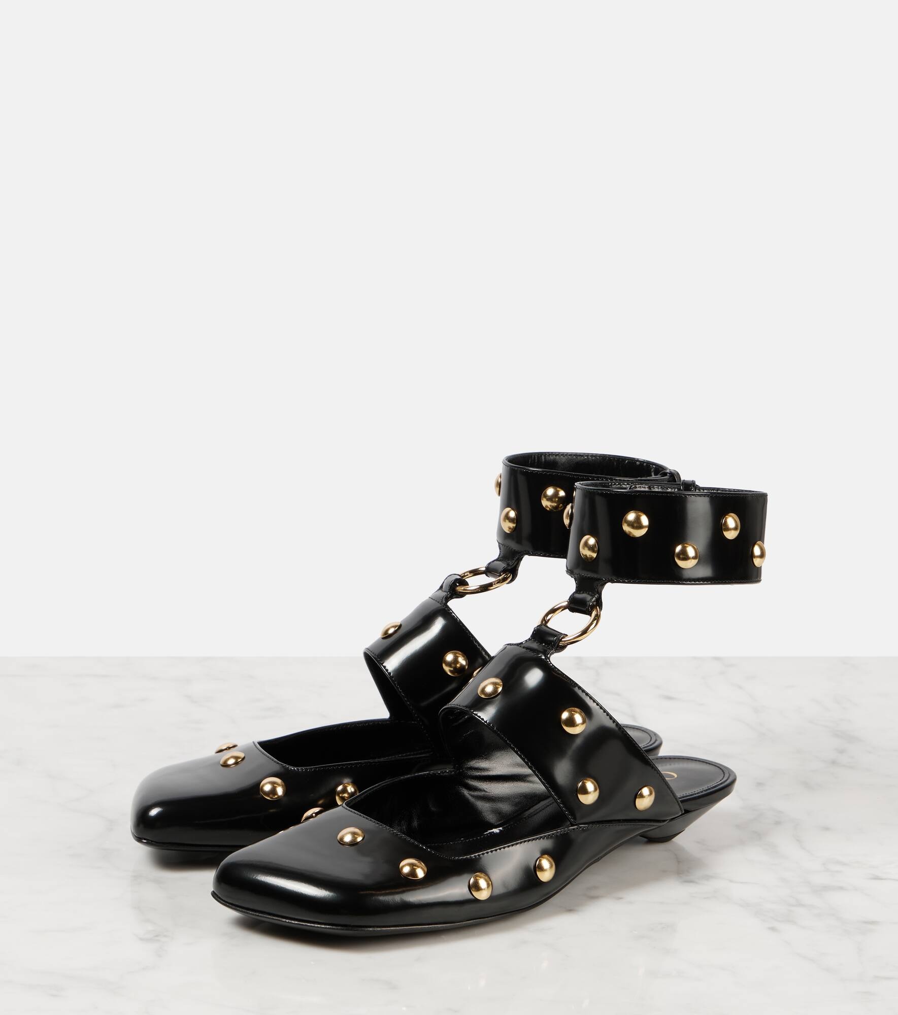 Jade studded leather flats - 4