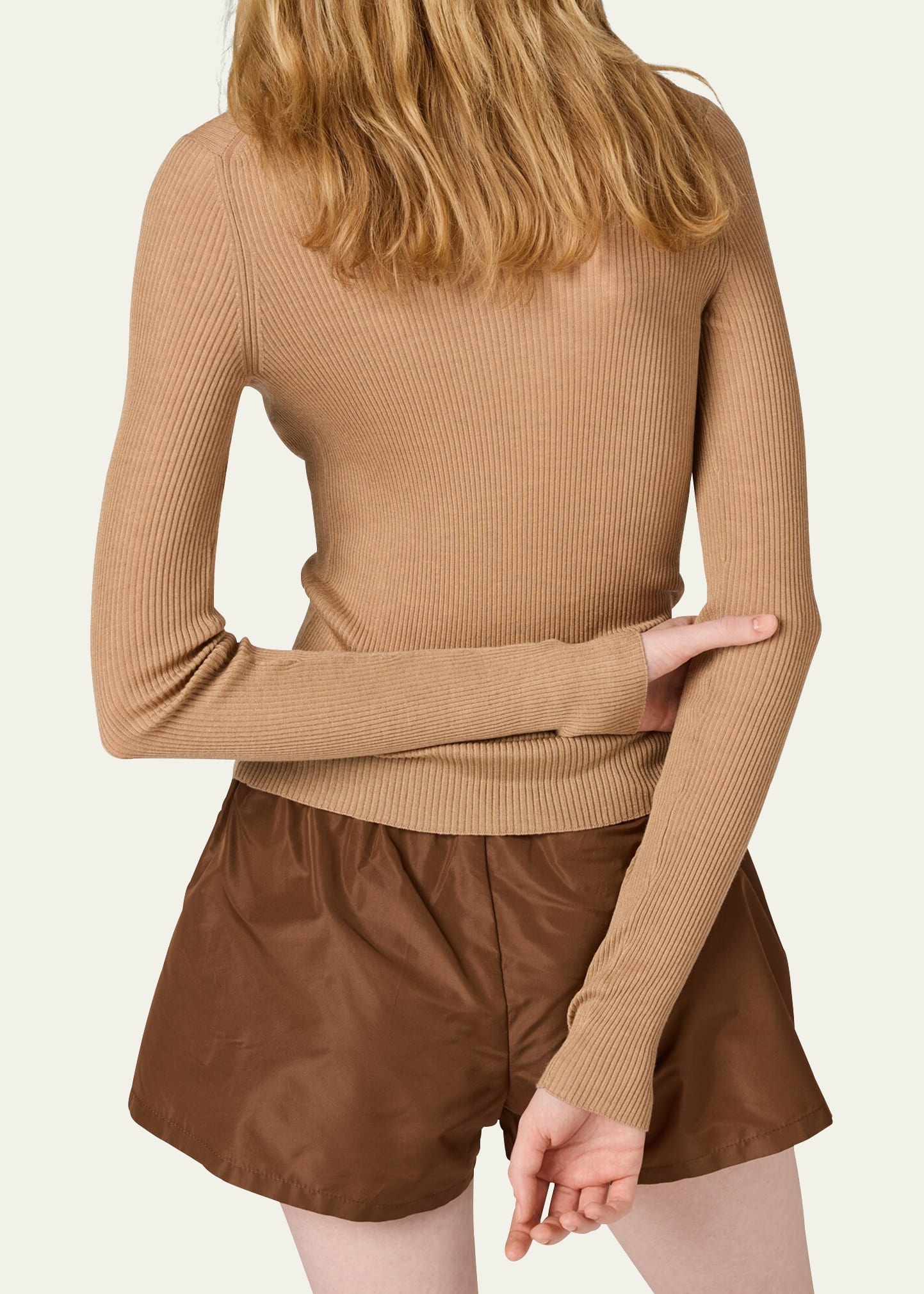 Cashmere Silk Rib Crewneck Sweater - 3