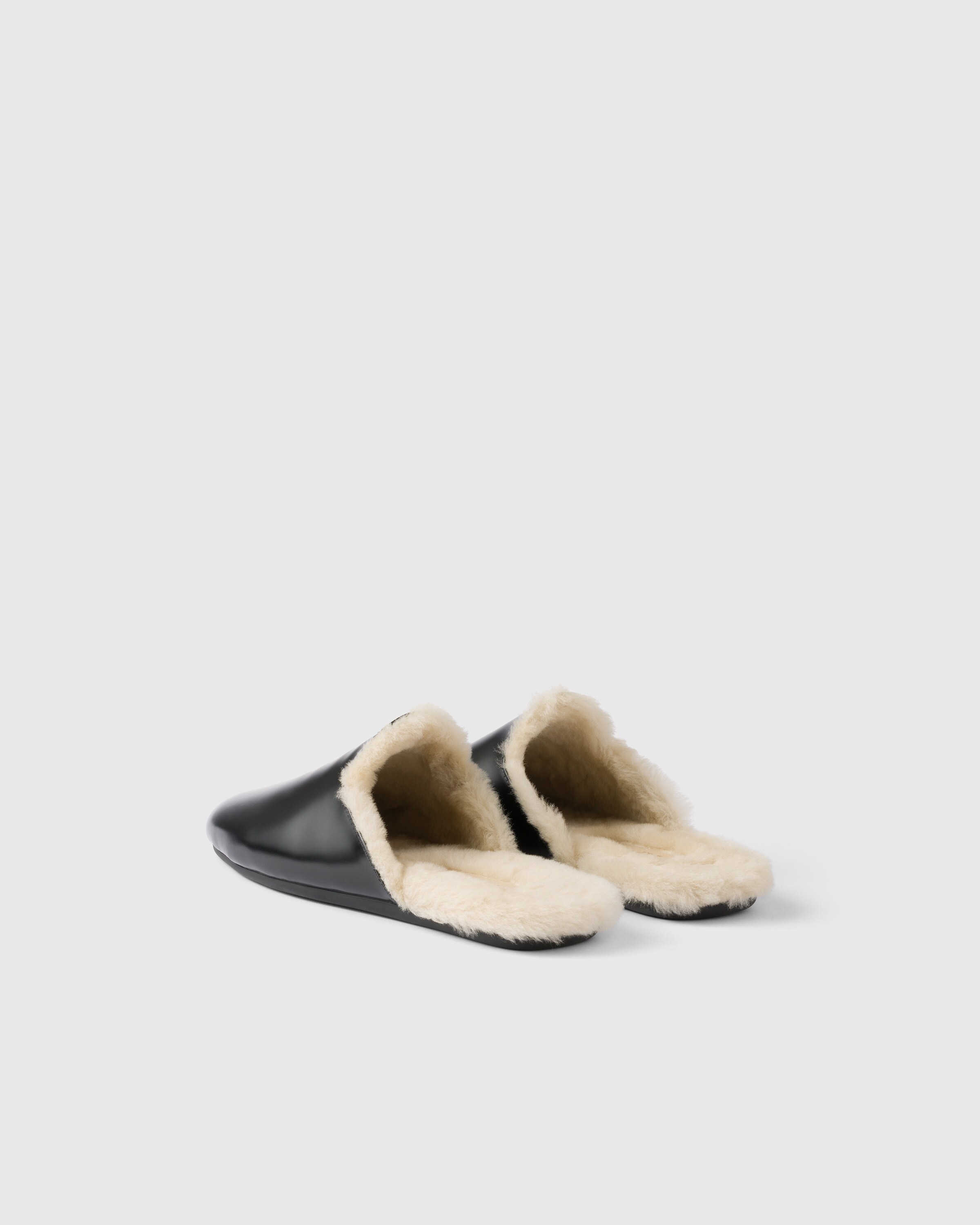 Brushed leather and shearling mules - 4