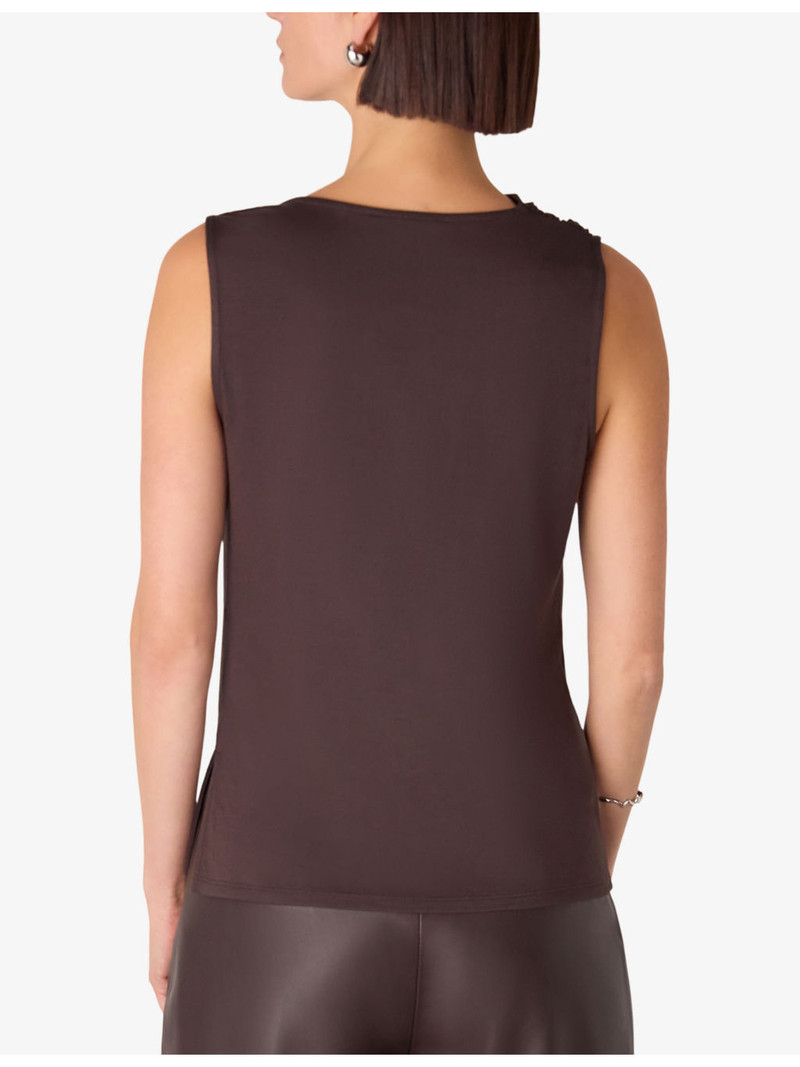 Ring-Detail Cowl-Neck Stretch-Woven Top 3