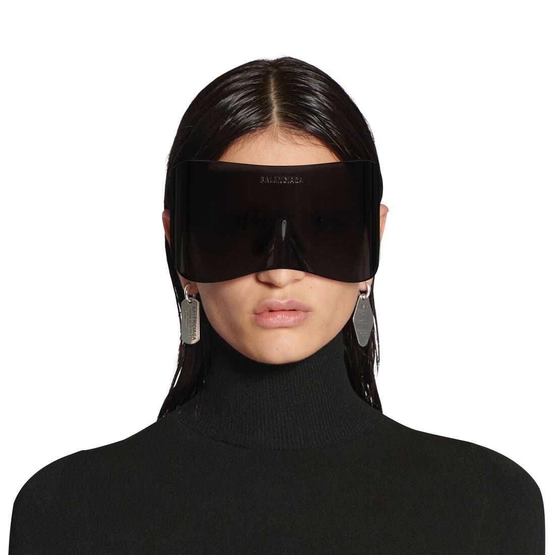 Mask Rectangle Sunglasses in Black - 5