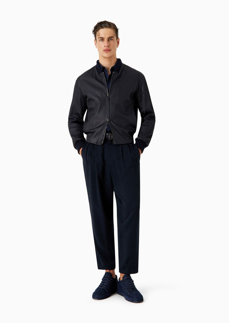 GIORGIO ARMANI Embroidered nappa-leather blouson outlook