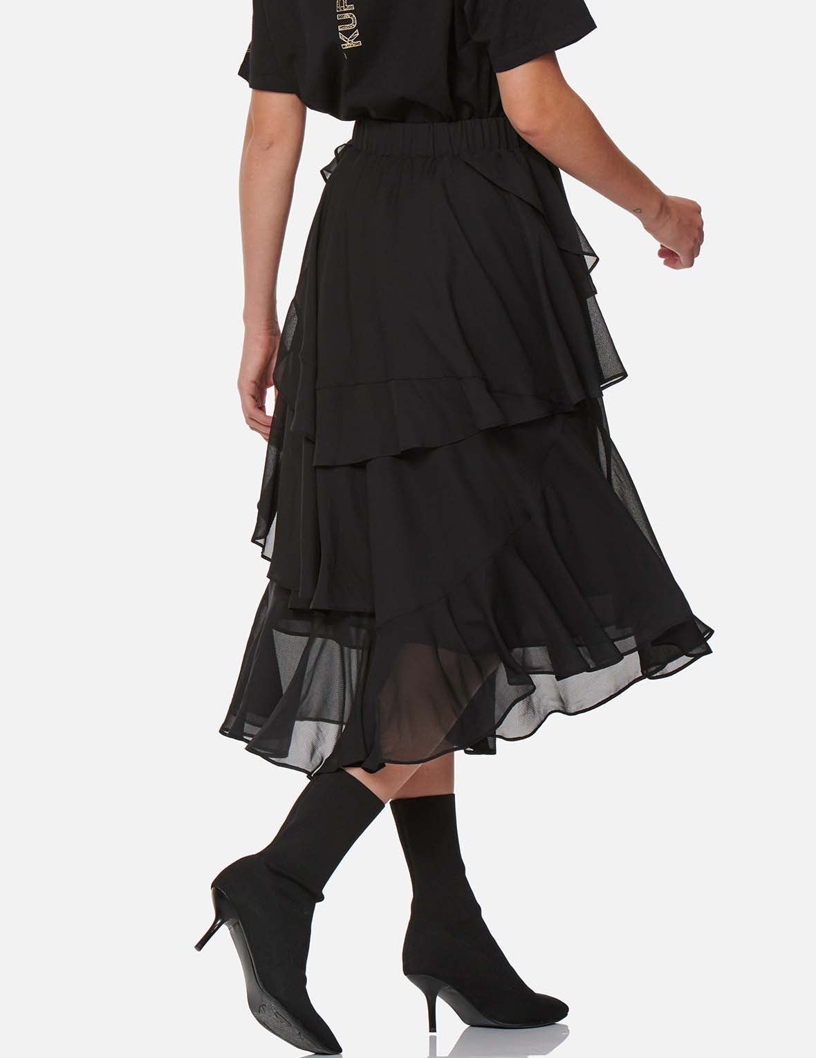 Asymmetric Layered Skirt - 8
