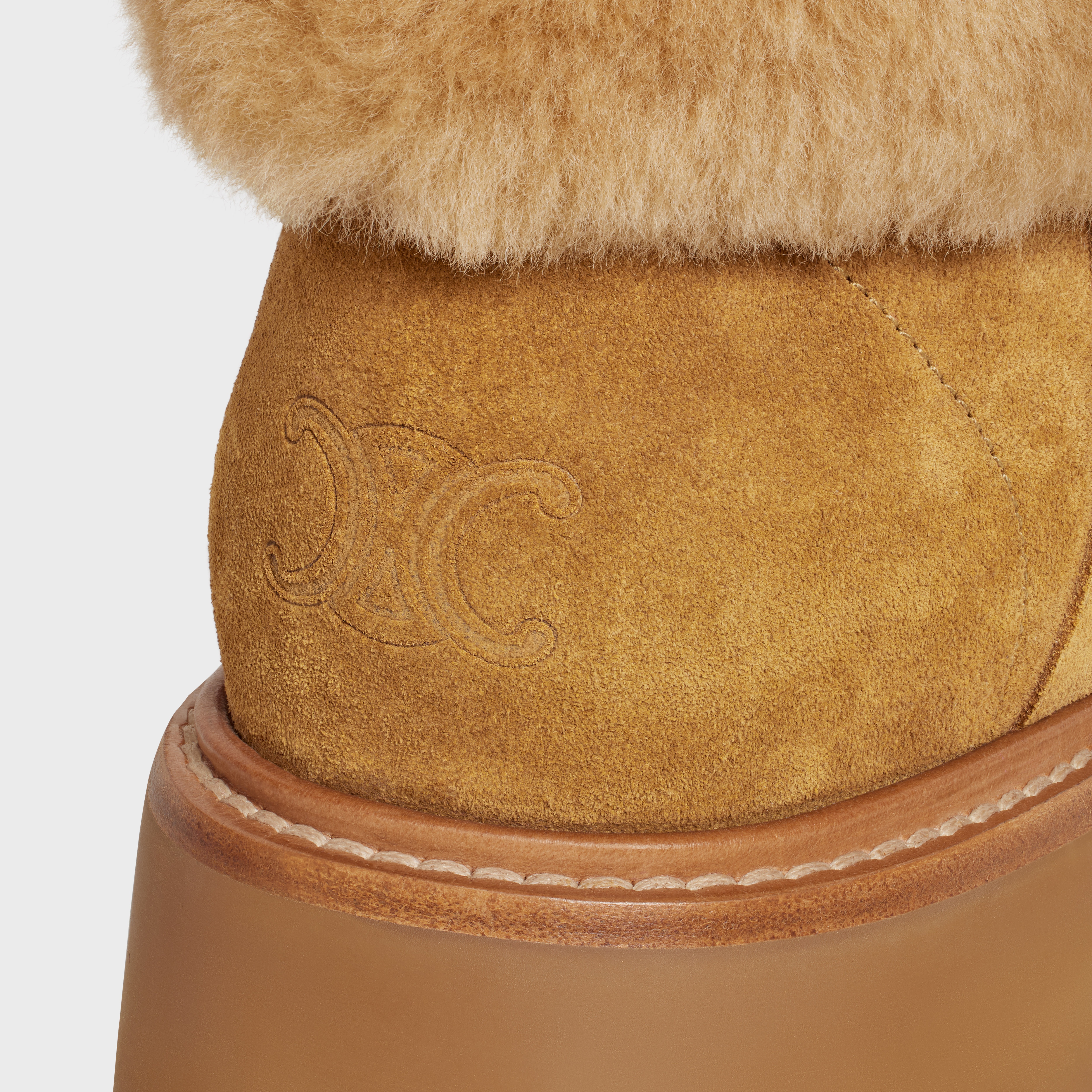 CELINE BULKY CROPPED BOOT WITH TRIOMPHE TASSELS in SUEDE CALFSKIN AND SHEARLING - 5
