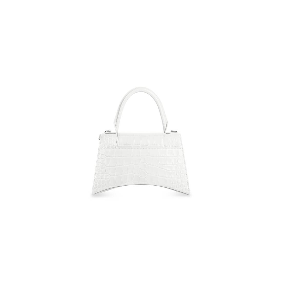 Women's Hourglass Small Handbag Crocodile Embossed in White - 3