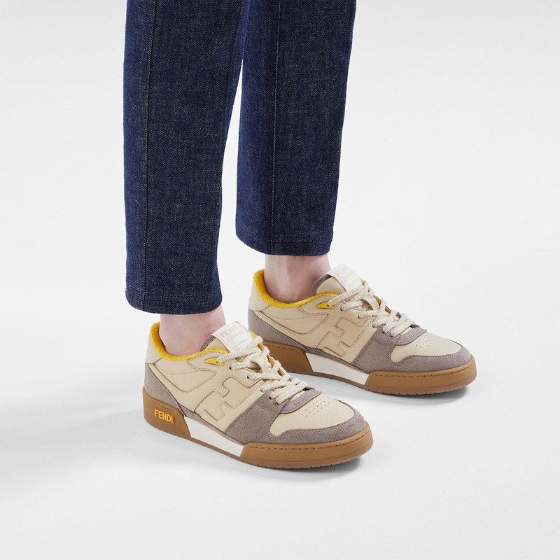 FENDI Beige suede low-tops outlook