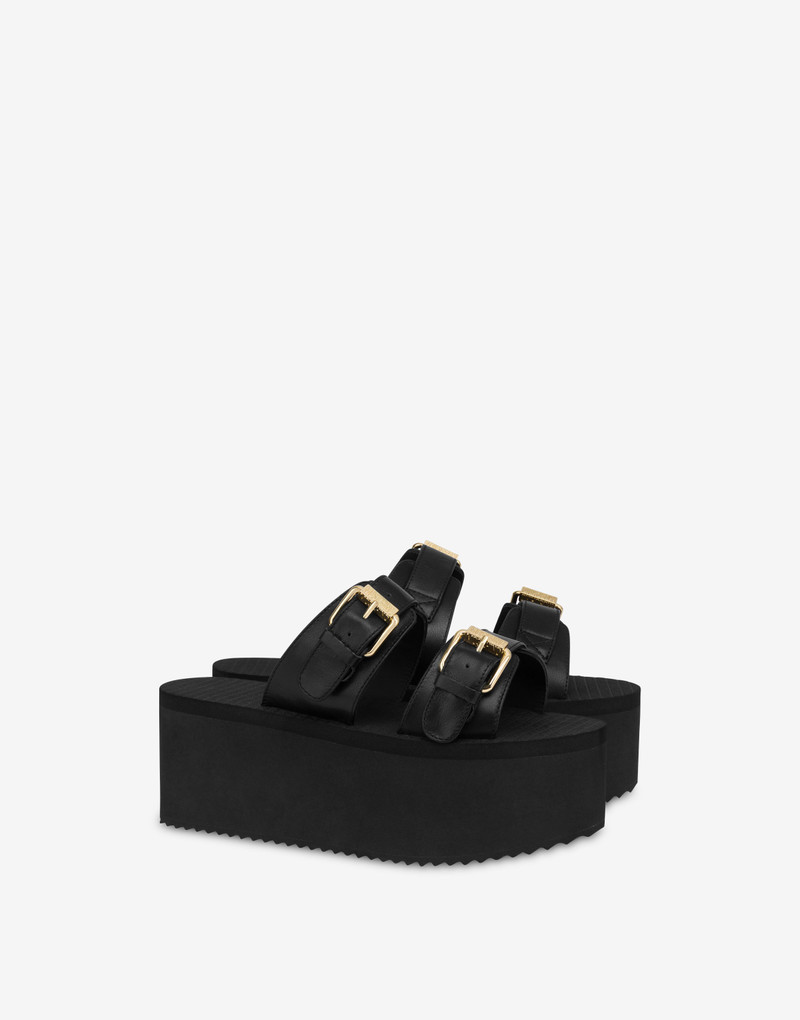 MOSCHINO BUCKLE WEDGE SANDALS 1