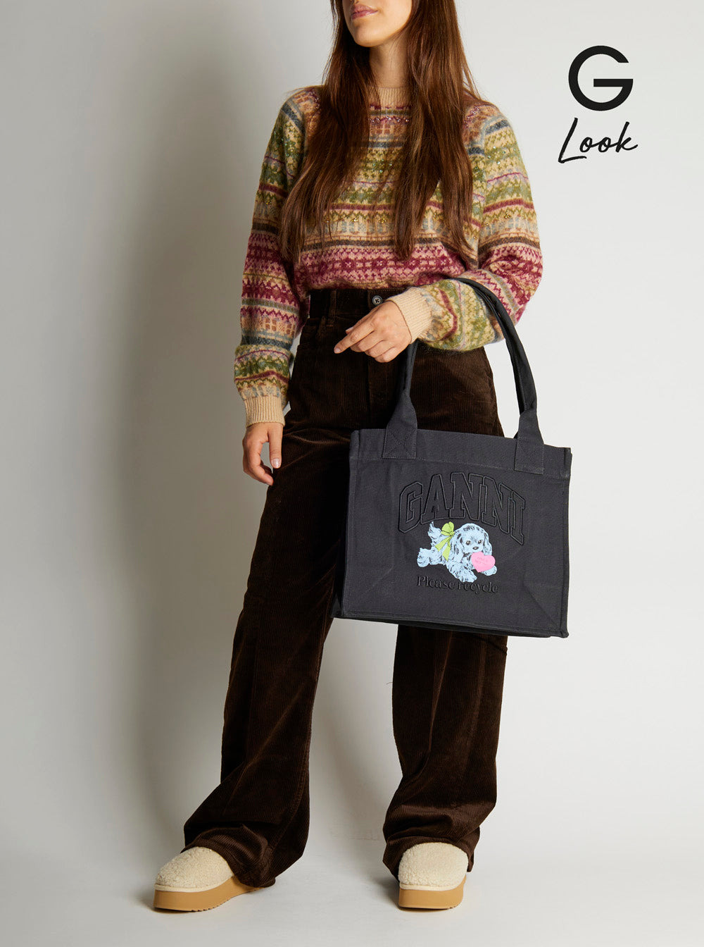 Ganni Women Large Easy Shopper Pocket Dog Print - 6