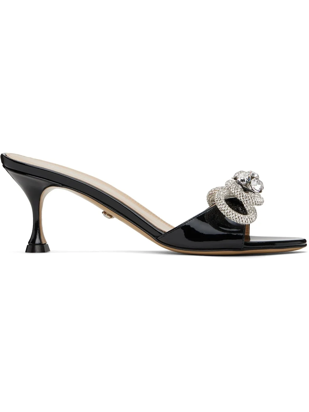 Black Double Bow Patent Mules - 1