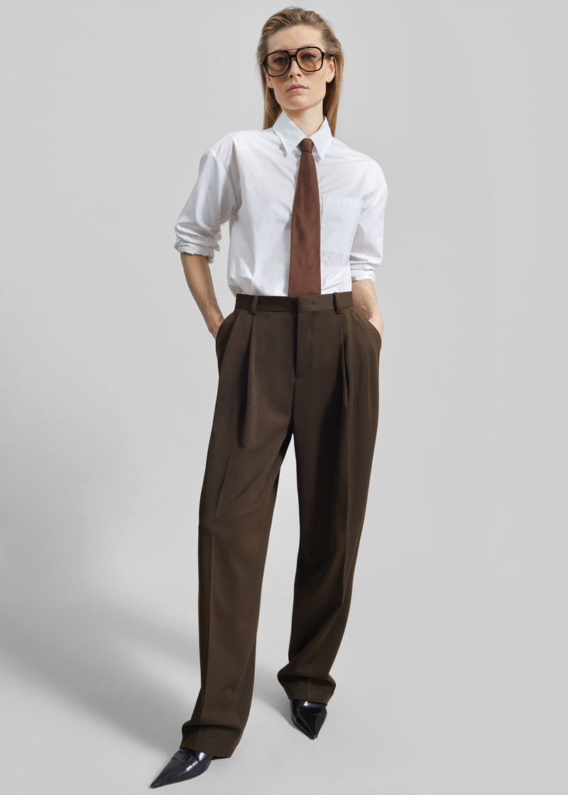 Vester Pleated Trousers - Brown 3