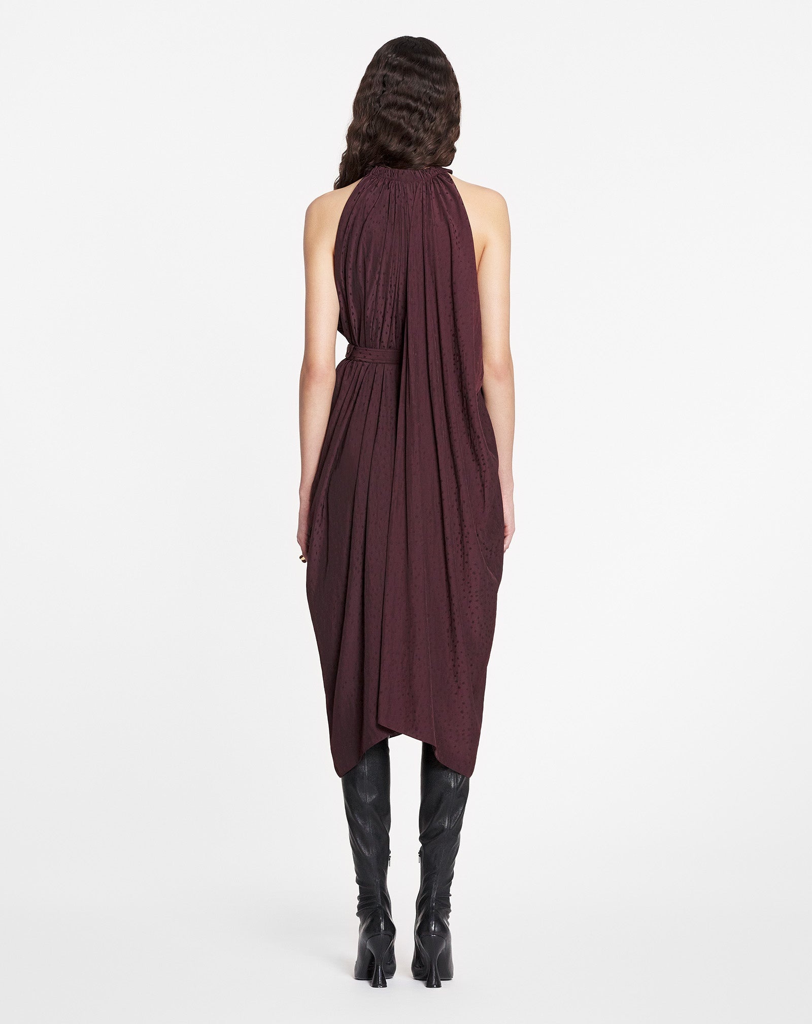 FLOWY ASYMMETRICAL BELTED DRESS - 4