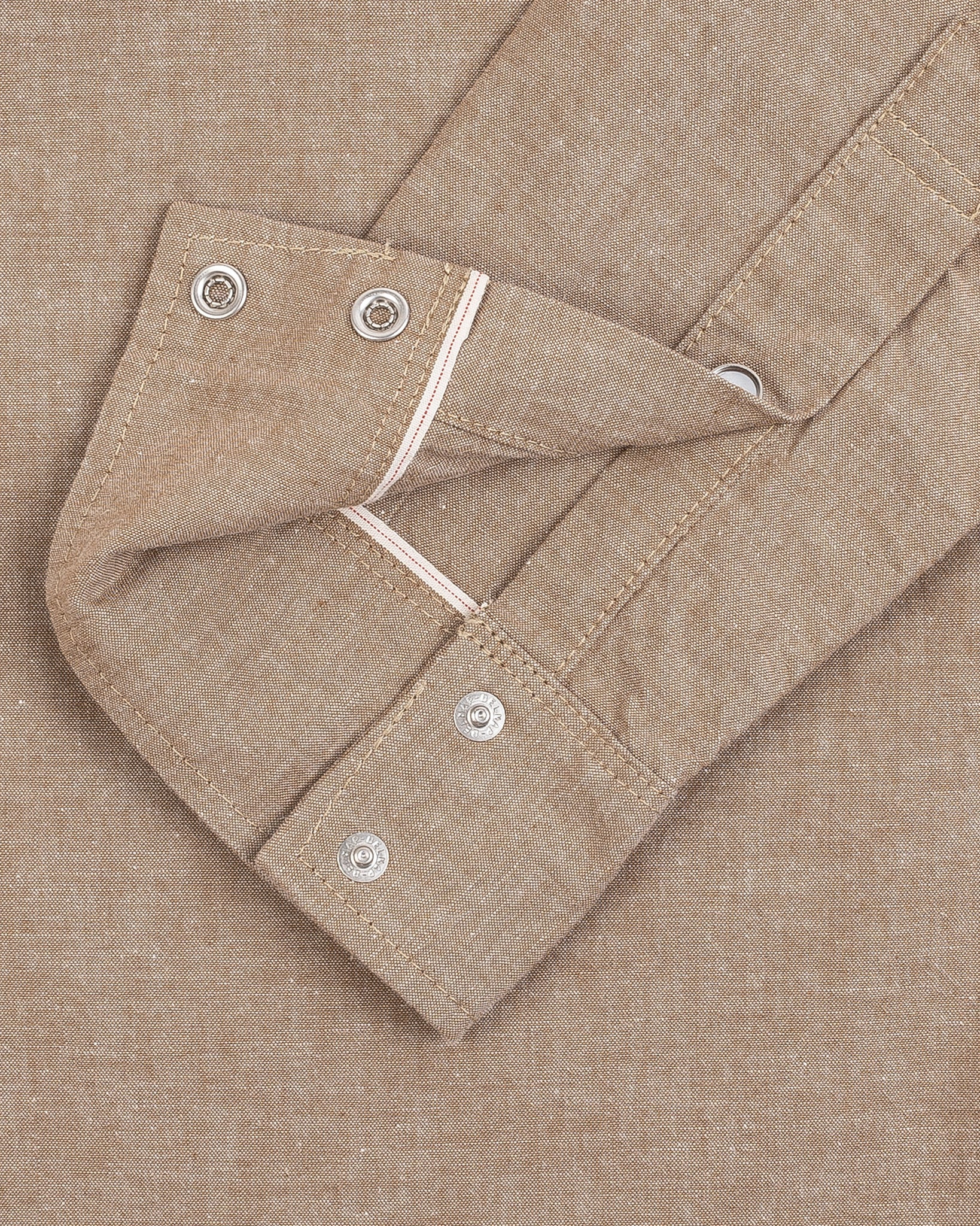 IHSH-315-KHA 10oz Selvedge Chambray Western Shirt - Khaki - 13