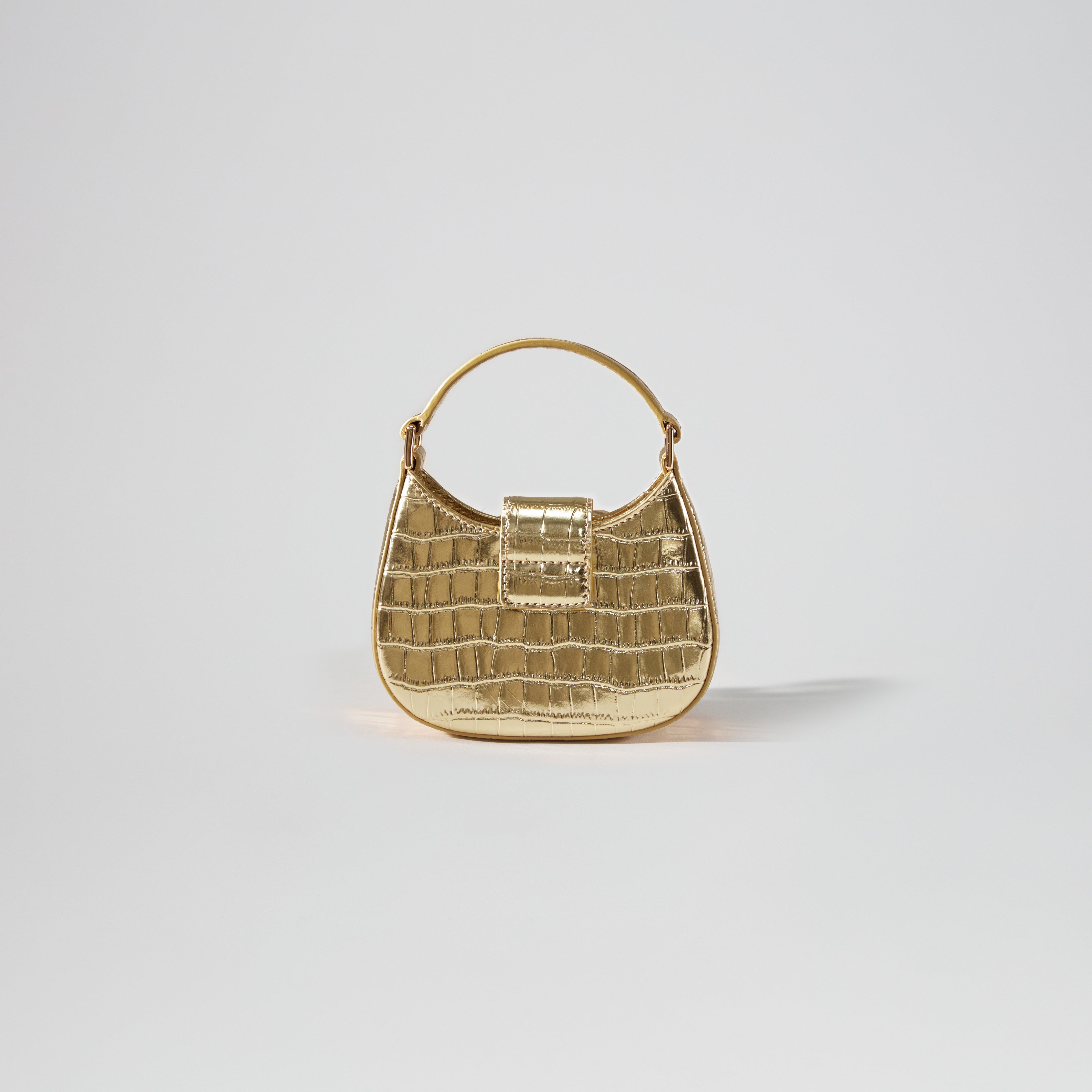 Gold Croc Crescent Bow Micro Bag - 3