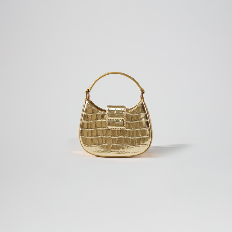 Gold Croc Crescent Bow Micro Bag 3