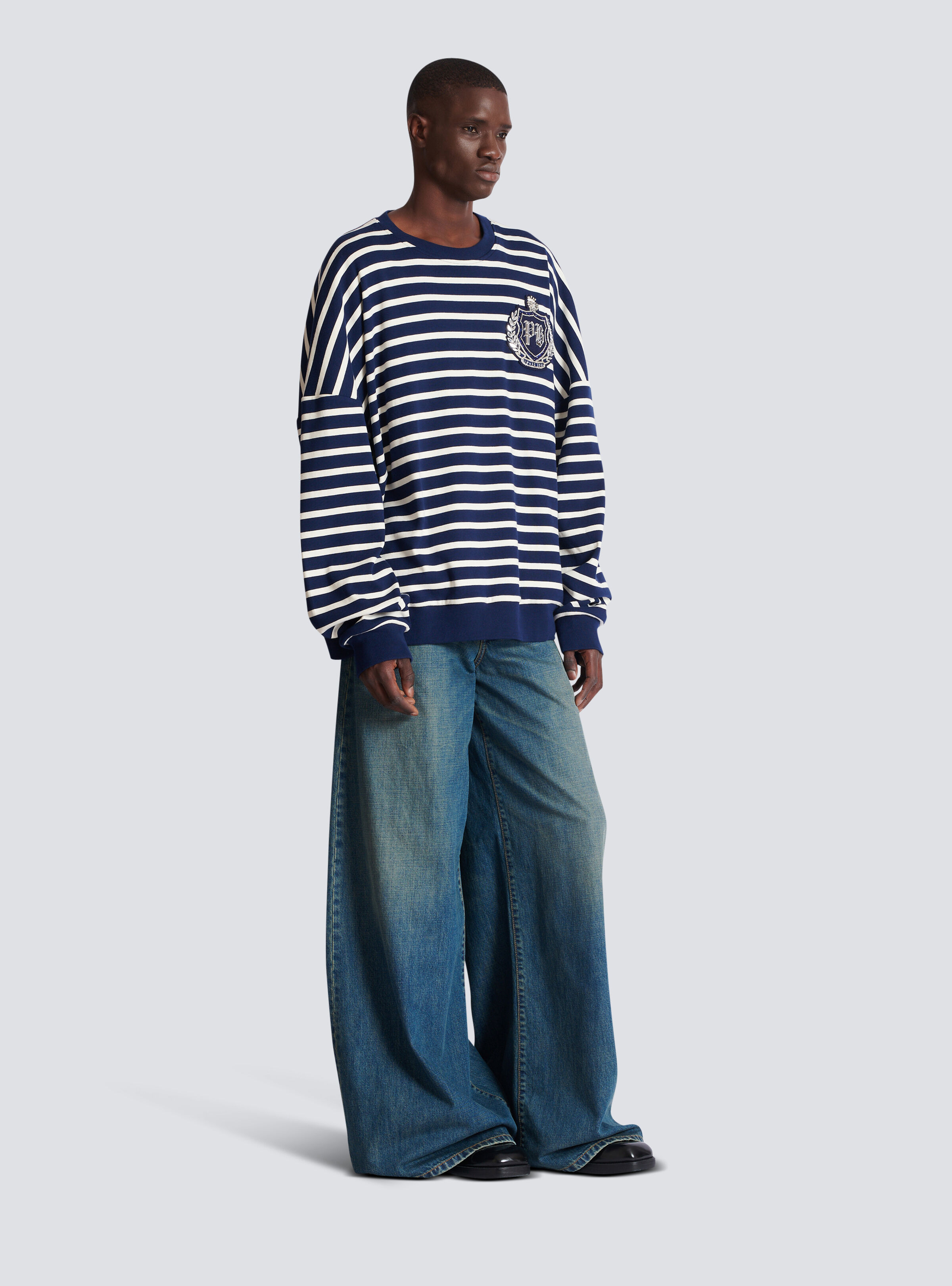 Cotton College Emblem sweatshirt with Breton stripes - 3