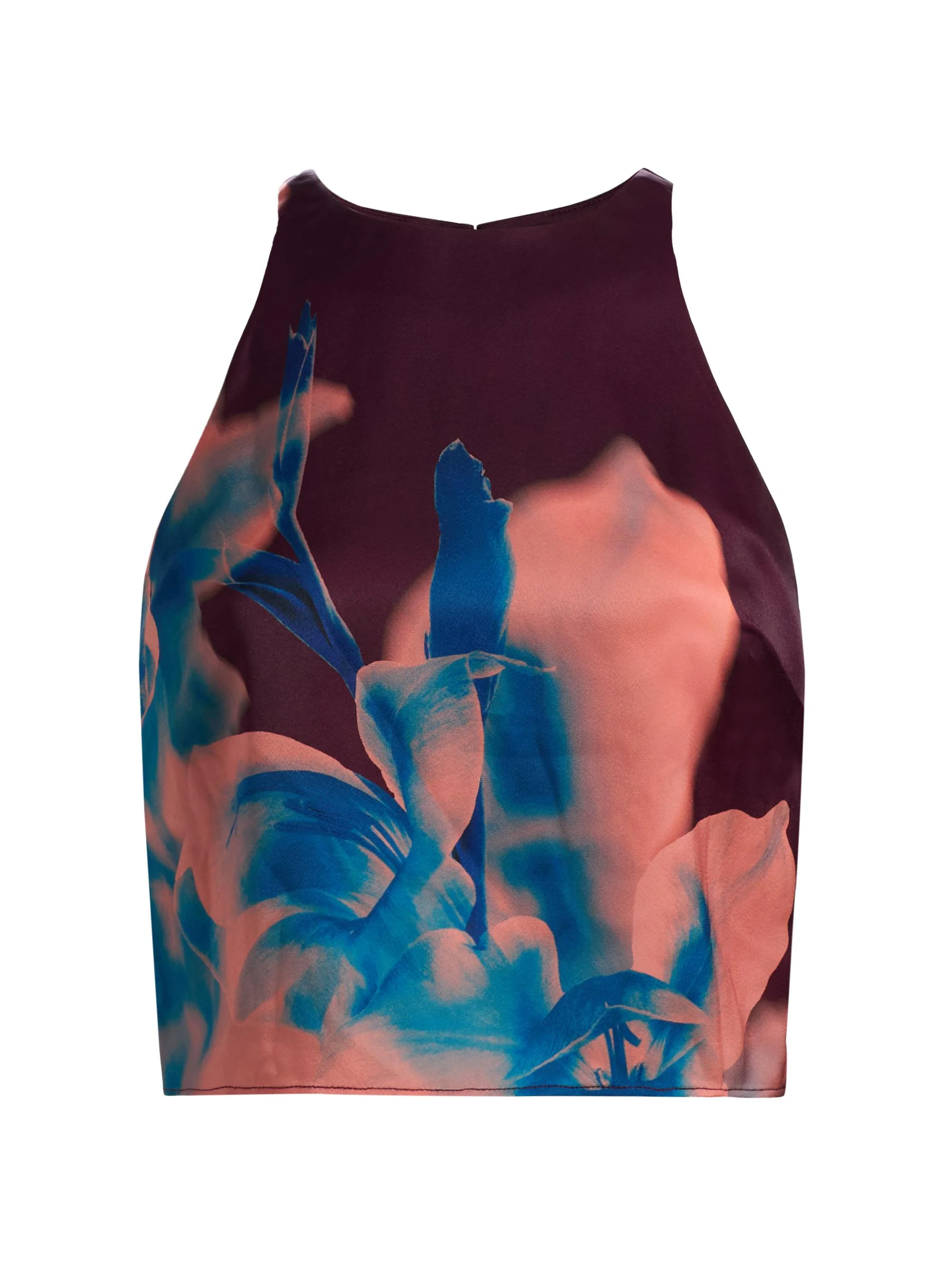 Women's Kisha Floral Crop Halter Top - Cerulean Orchid - 1