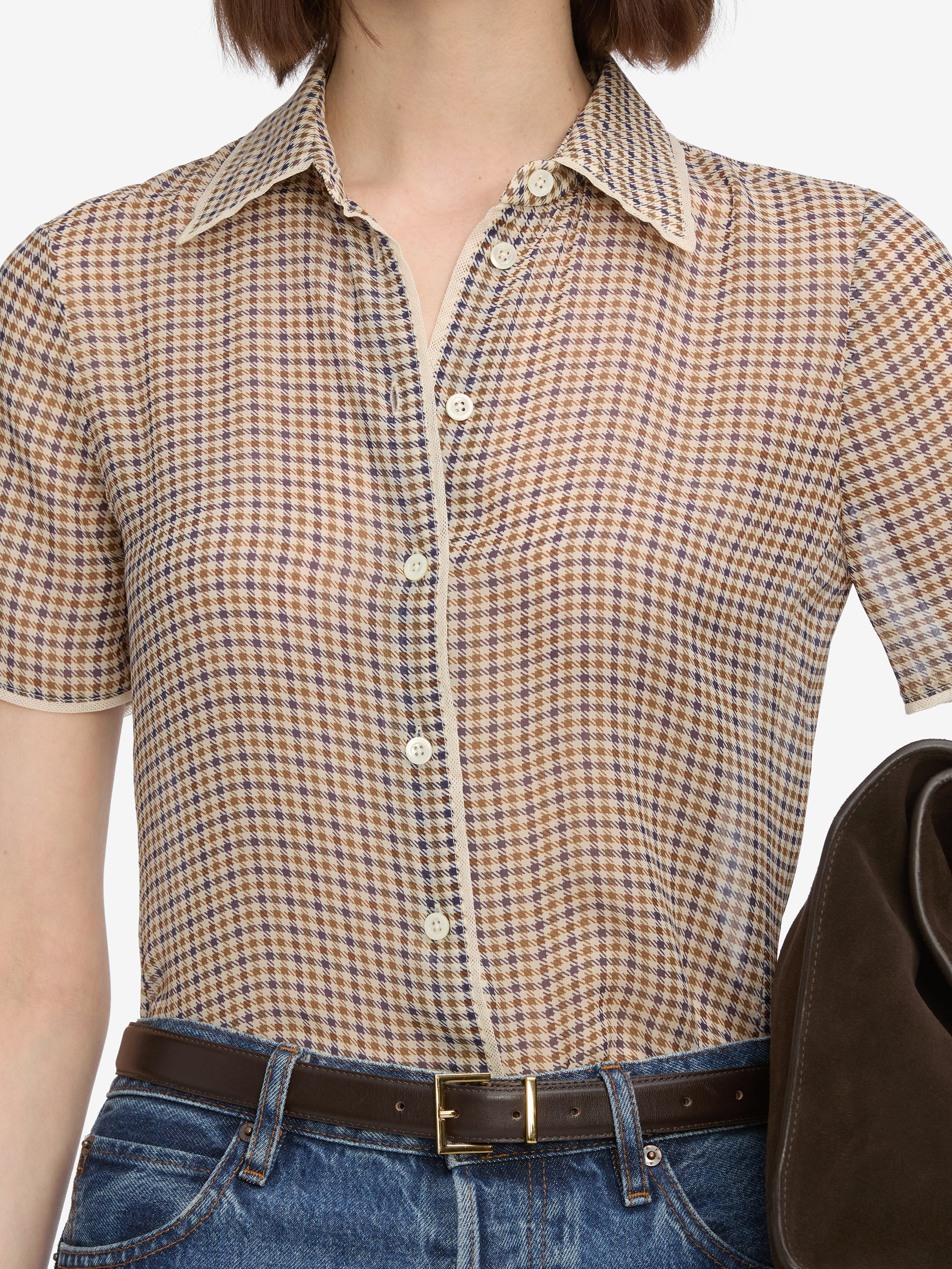 The Silk Check Shirt in Houndstooth Multi - 4