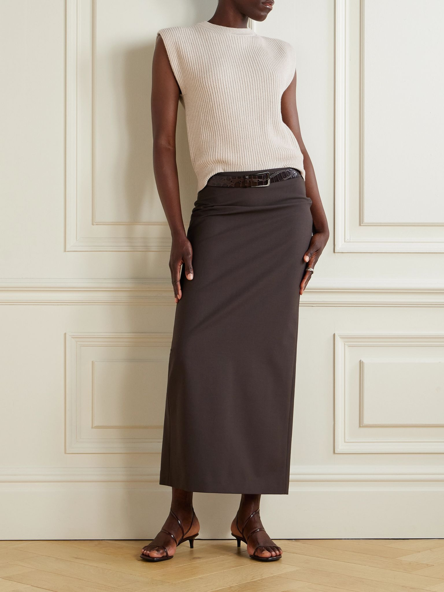 Ribbed wool, cashmere and silk-blend sweater Beige - 2