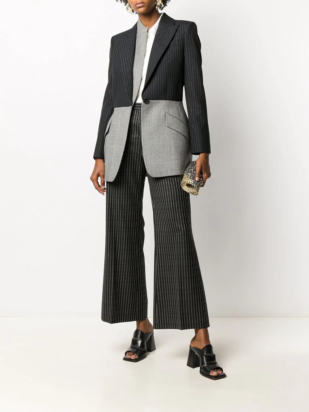 two-tone pinstripe coat - 2