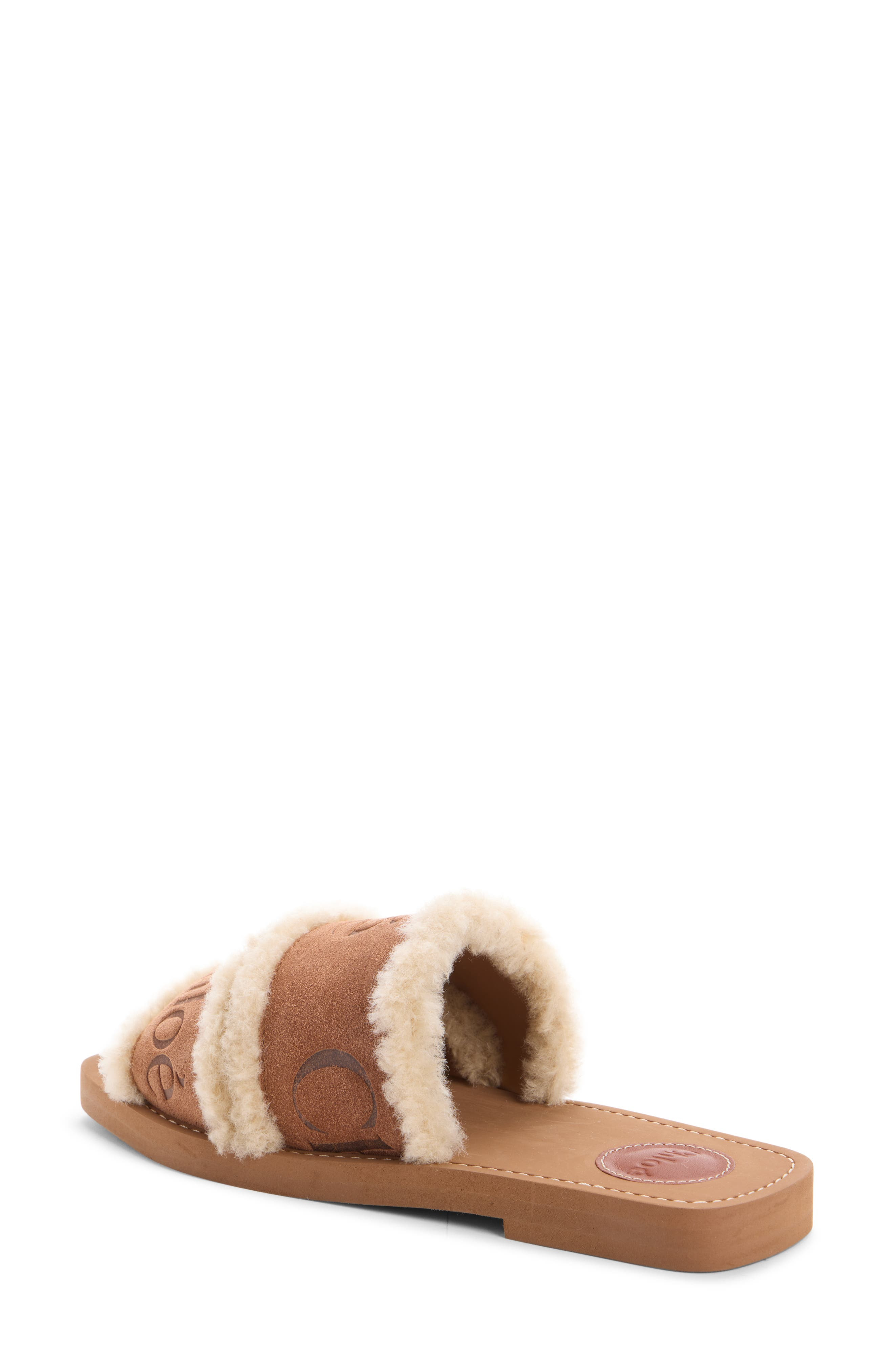 Chloé Woody Genuine Shearling Sandal in Softy Brown at Nordstrom - 2