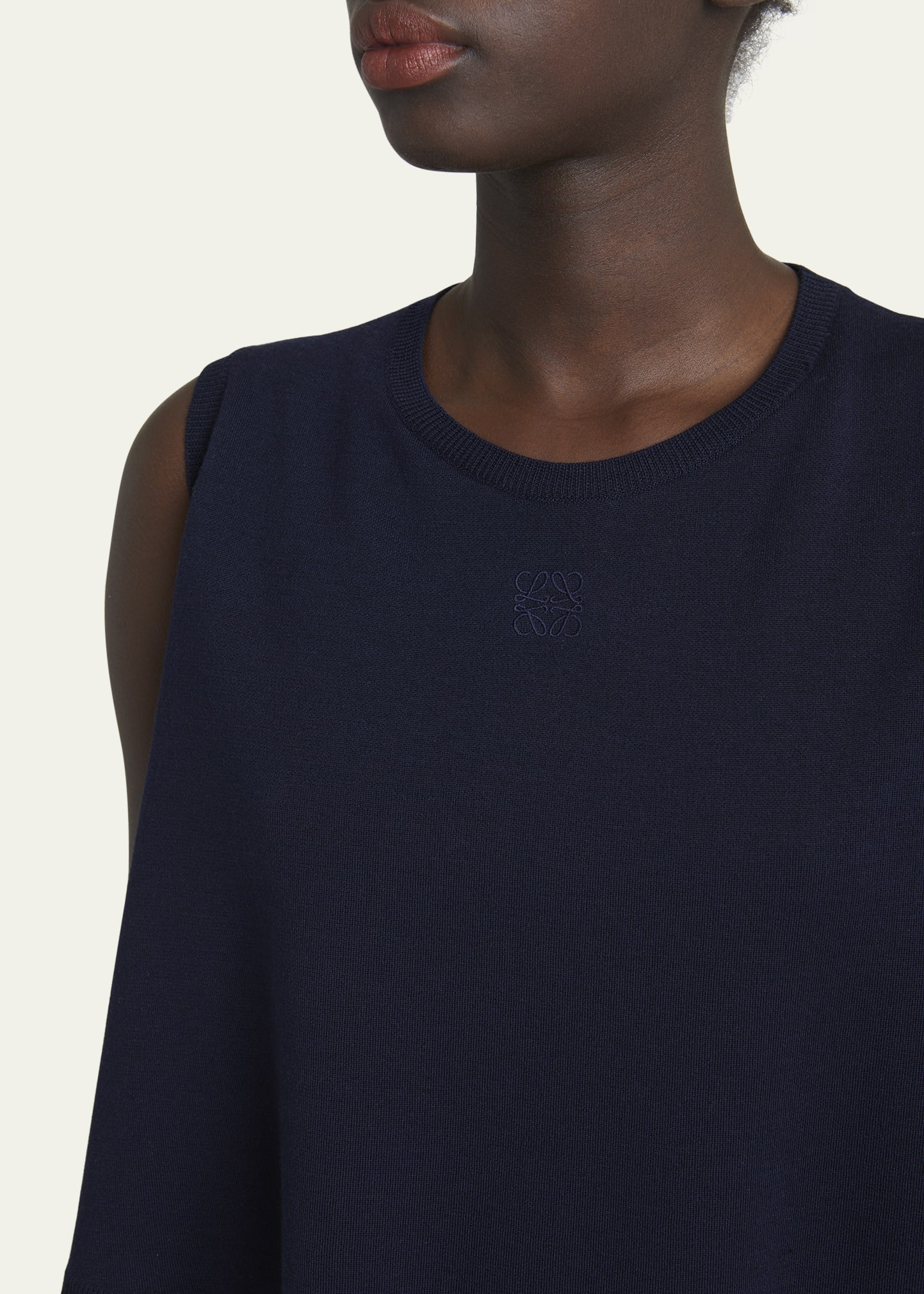 Double-Layer Anagram Sleeveless Wool Sweater - 5