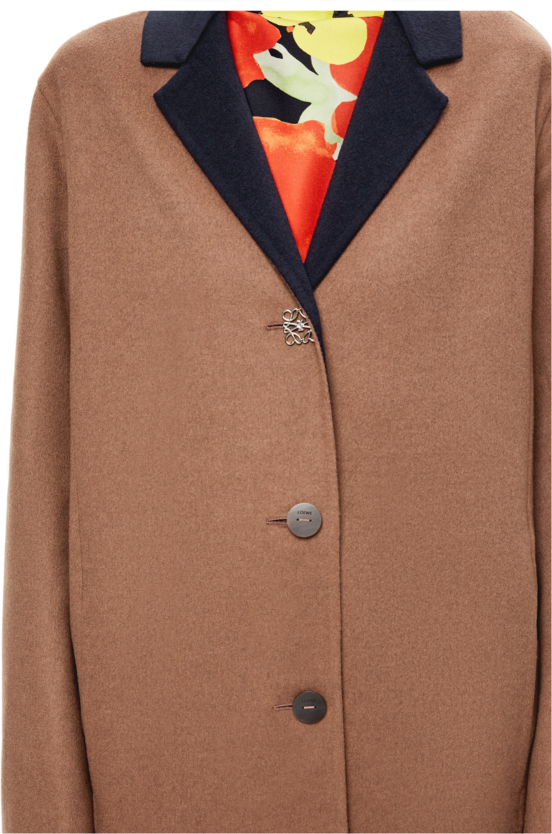 Anagram bi-colour coat in wool and cashmere - 5