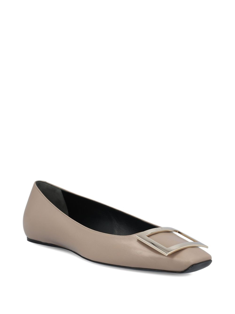 square-toe buckle-embellished ballet flats - 2