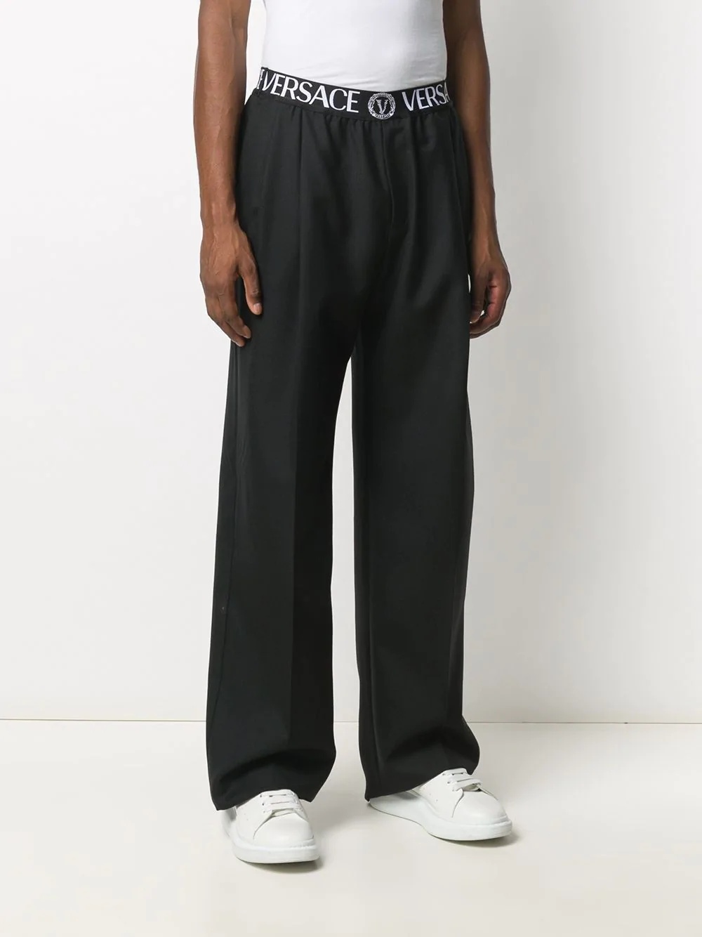 logo waistband straight-leg trousers - 3