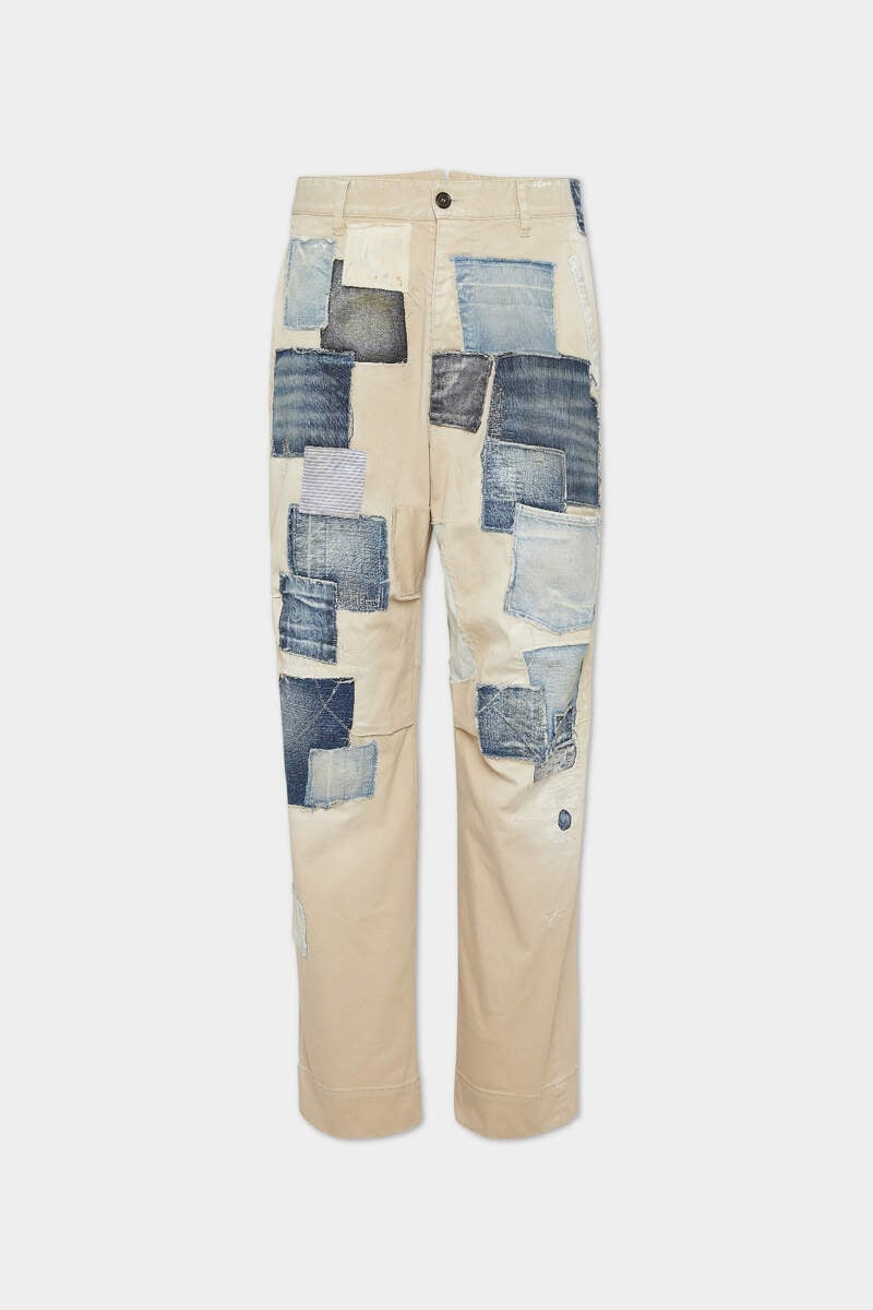 DENIM PATCHWORK COTTON DRILL OSAKA PANTS - 1