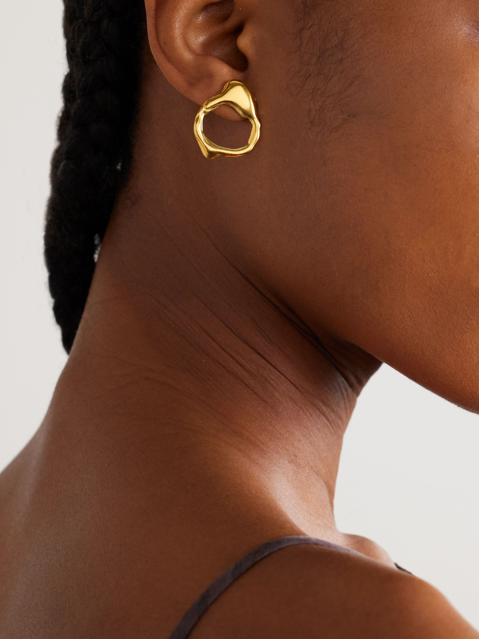 Droplet Mist gold-plated hoop earrings Gold - 2