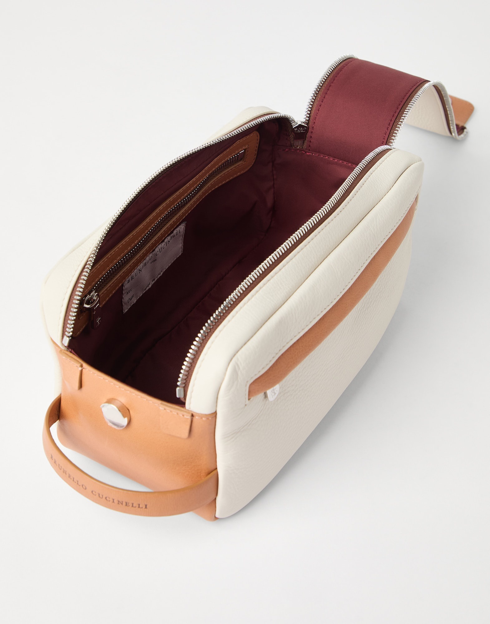Cowhide beauty case with double zipper - 5
