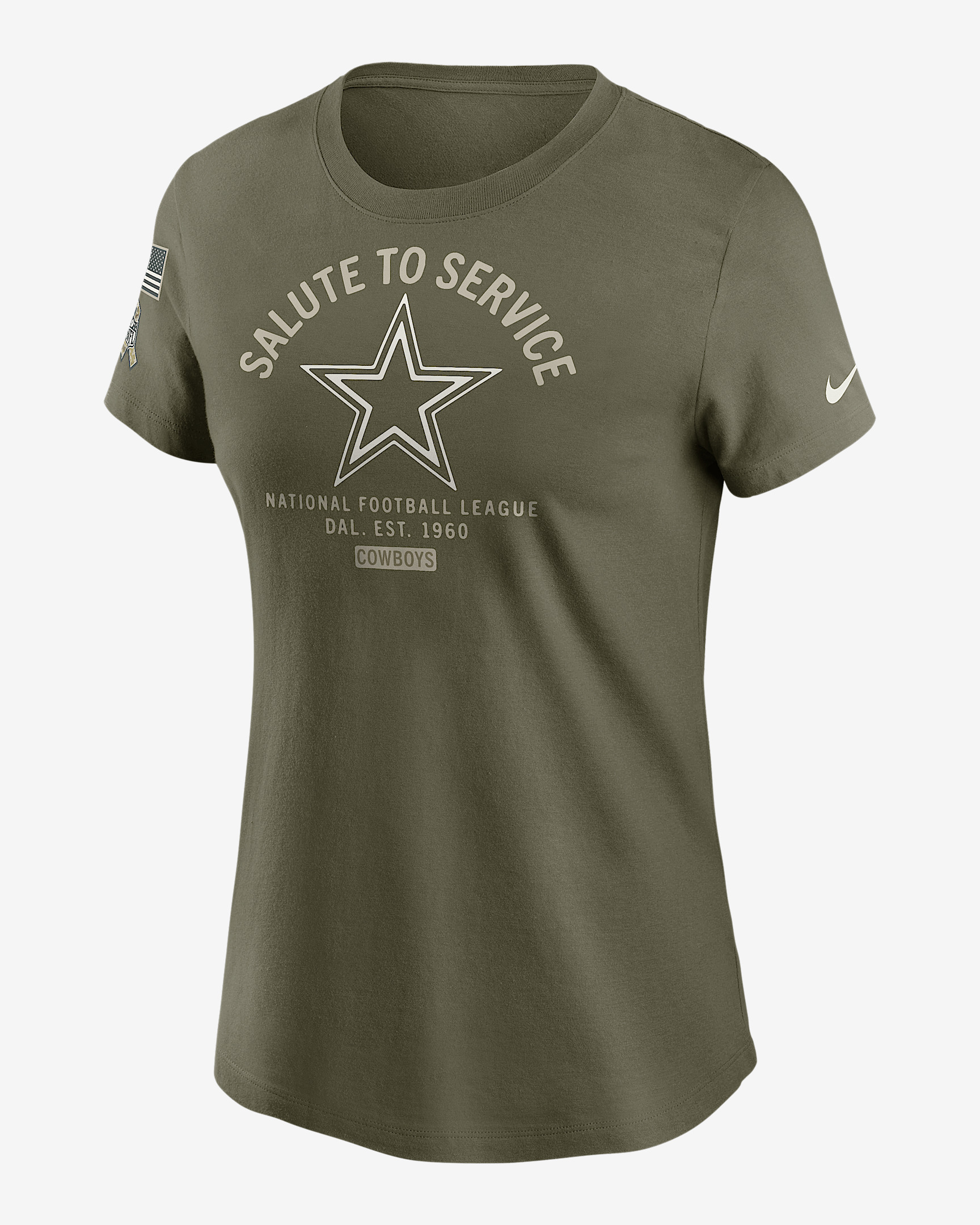 Dallas Cowboys Salute to Service Sideline Women's Nike NFL T-Shirt - 1