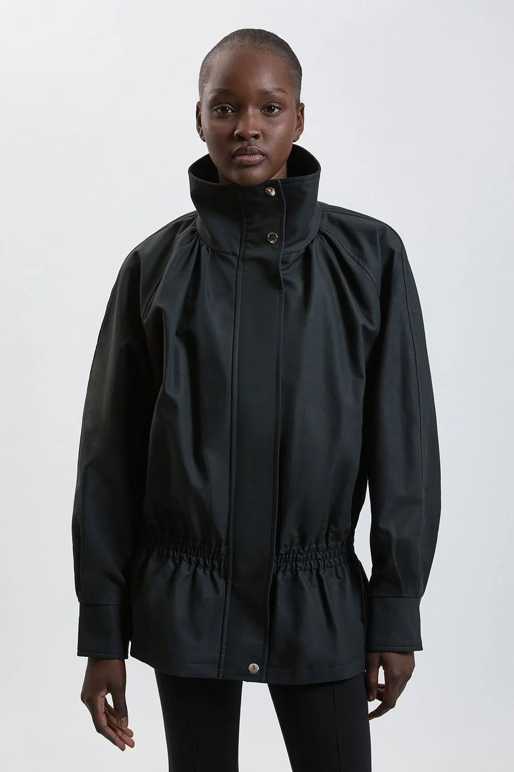 Trench Check Mix Funnel Neck Bomber Jacket - 1