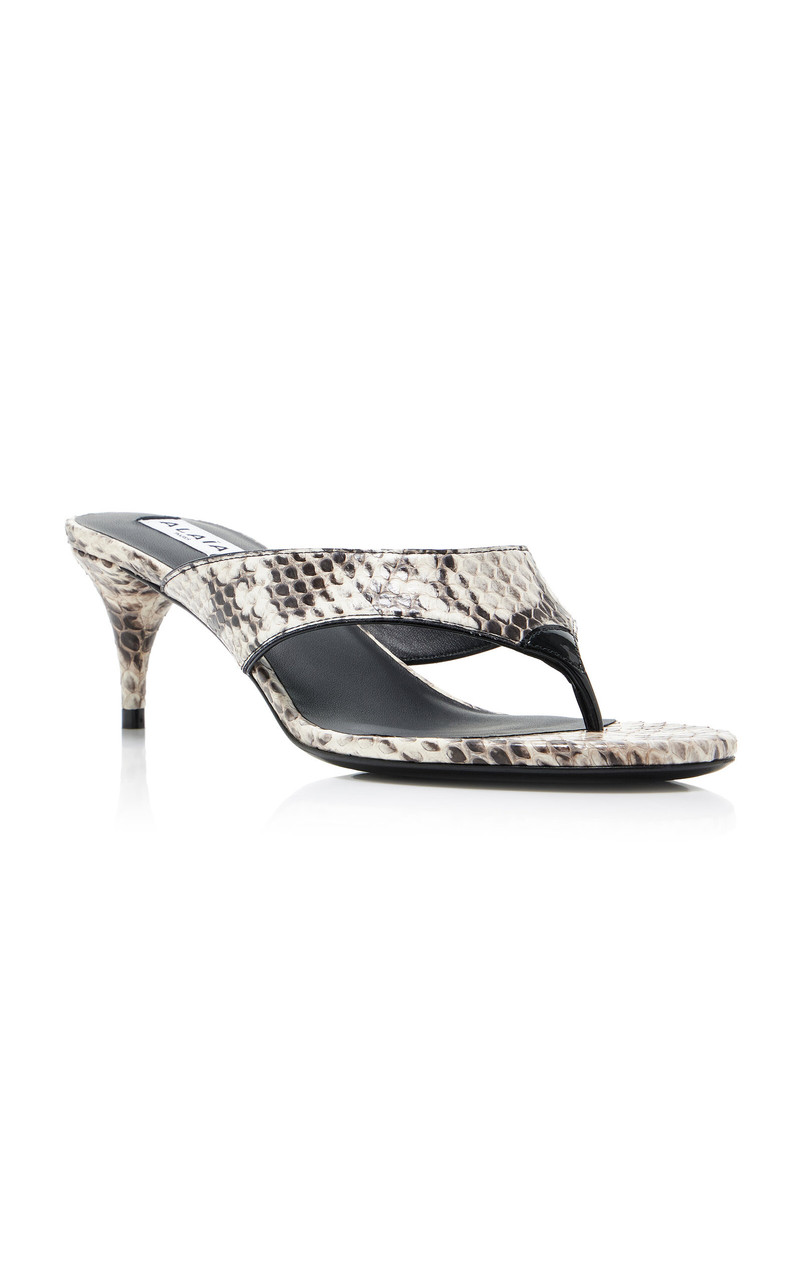 Alaïa Infradito Snake-Effect Leather Thong Sandals animal outlook