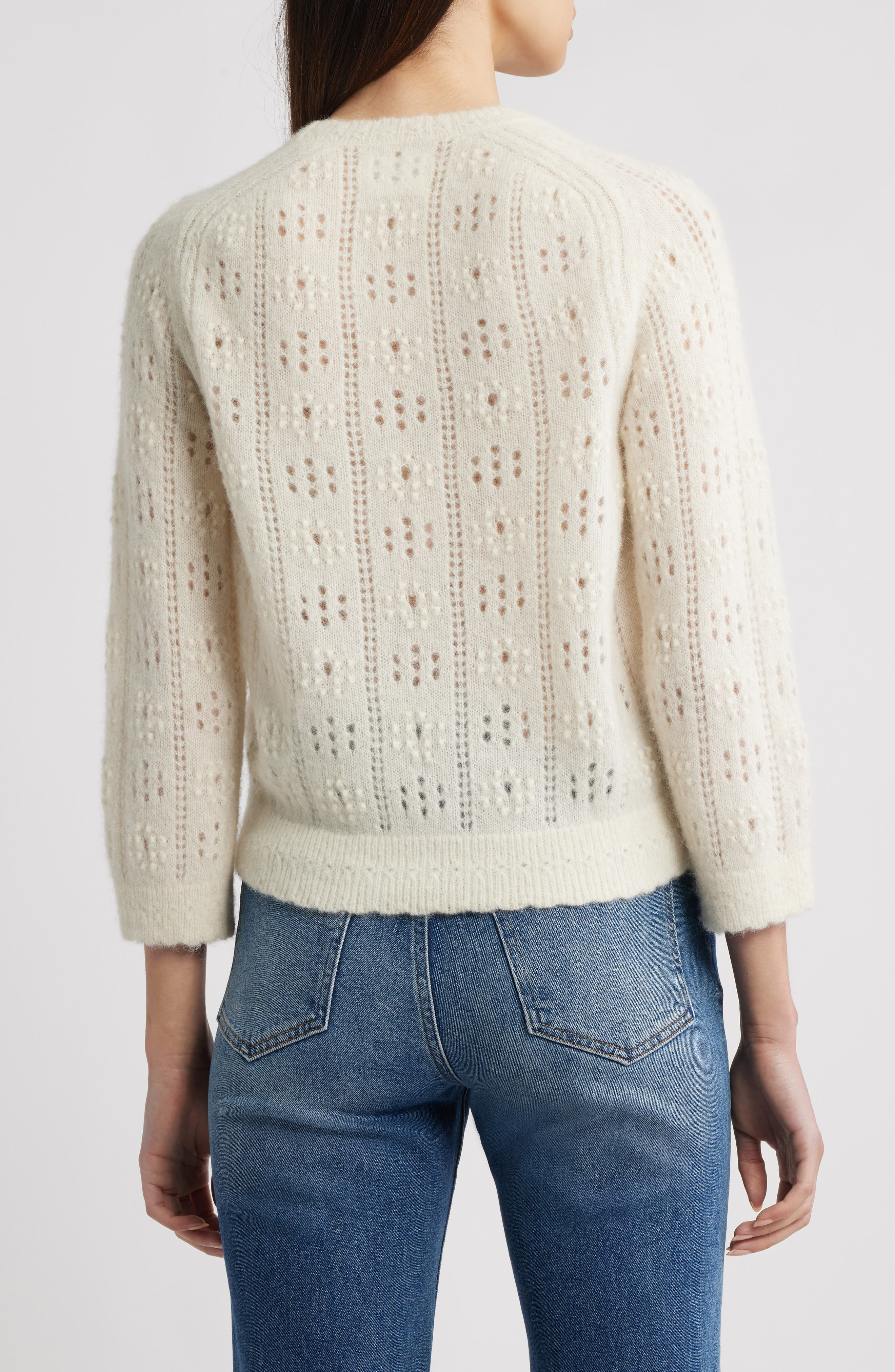 DÔEN Emiliana Open Stitch Sweater in Ivory at Nordstrom - 2