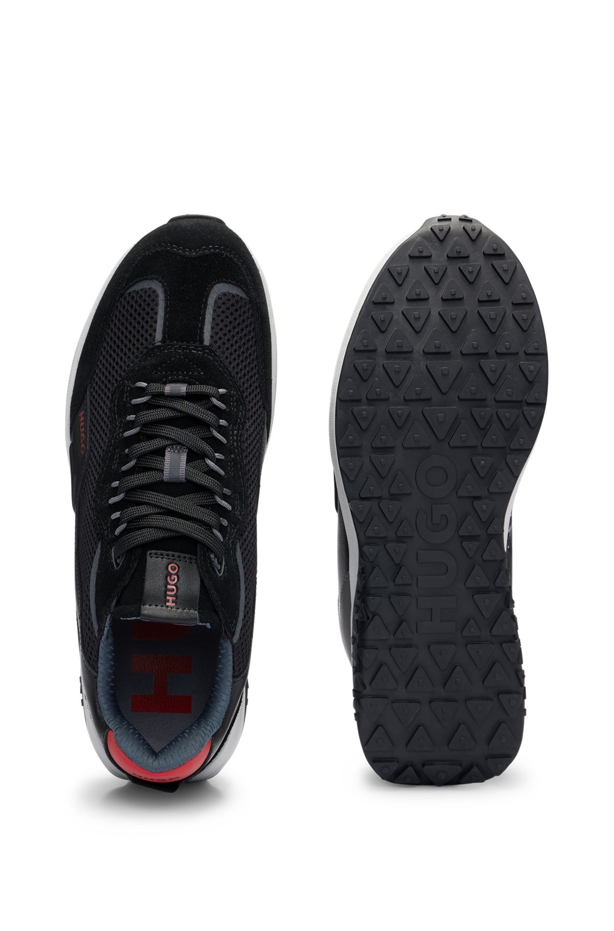 LEATHER LACE-UP TRAINERS WITH MESH TRIMS - 4