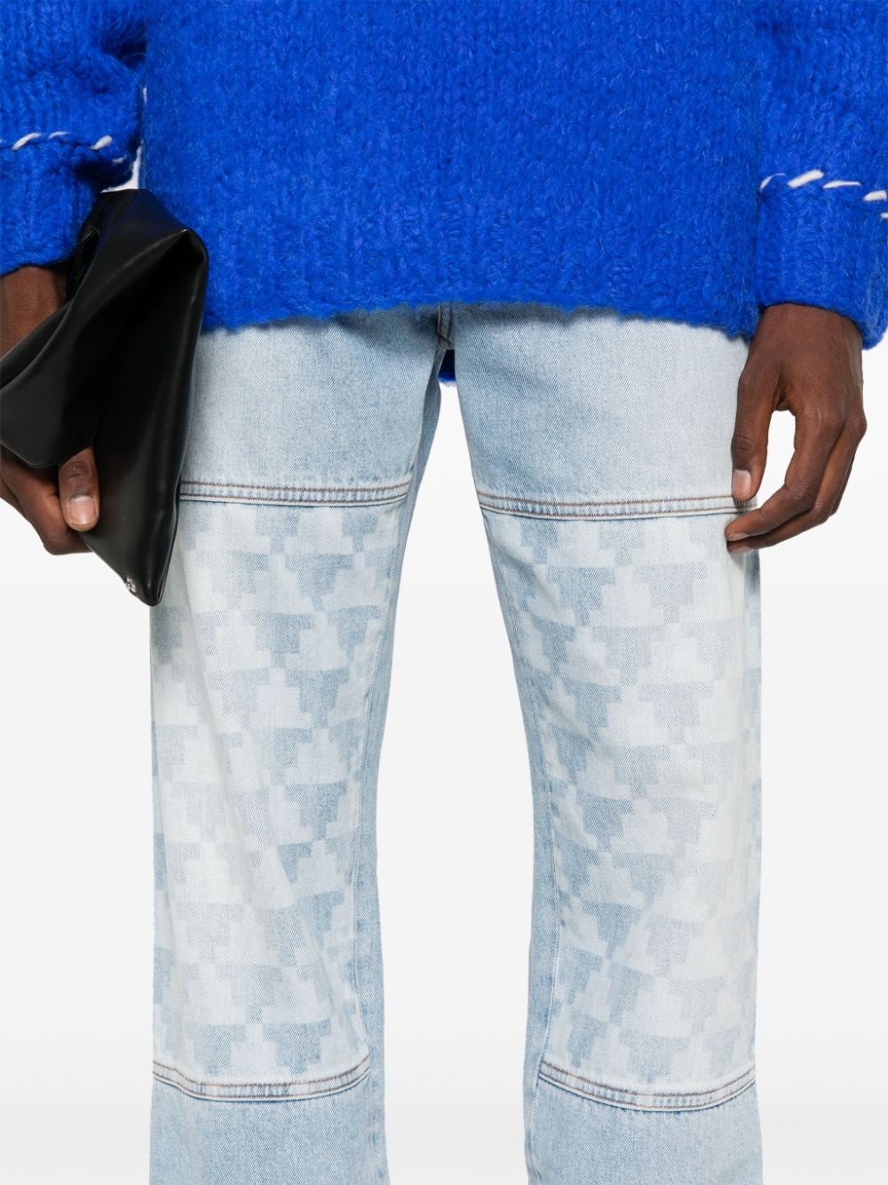 Cross-print straight-leg jeans - 5