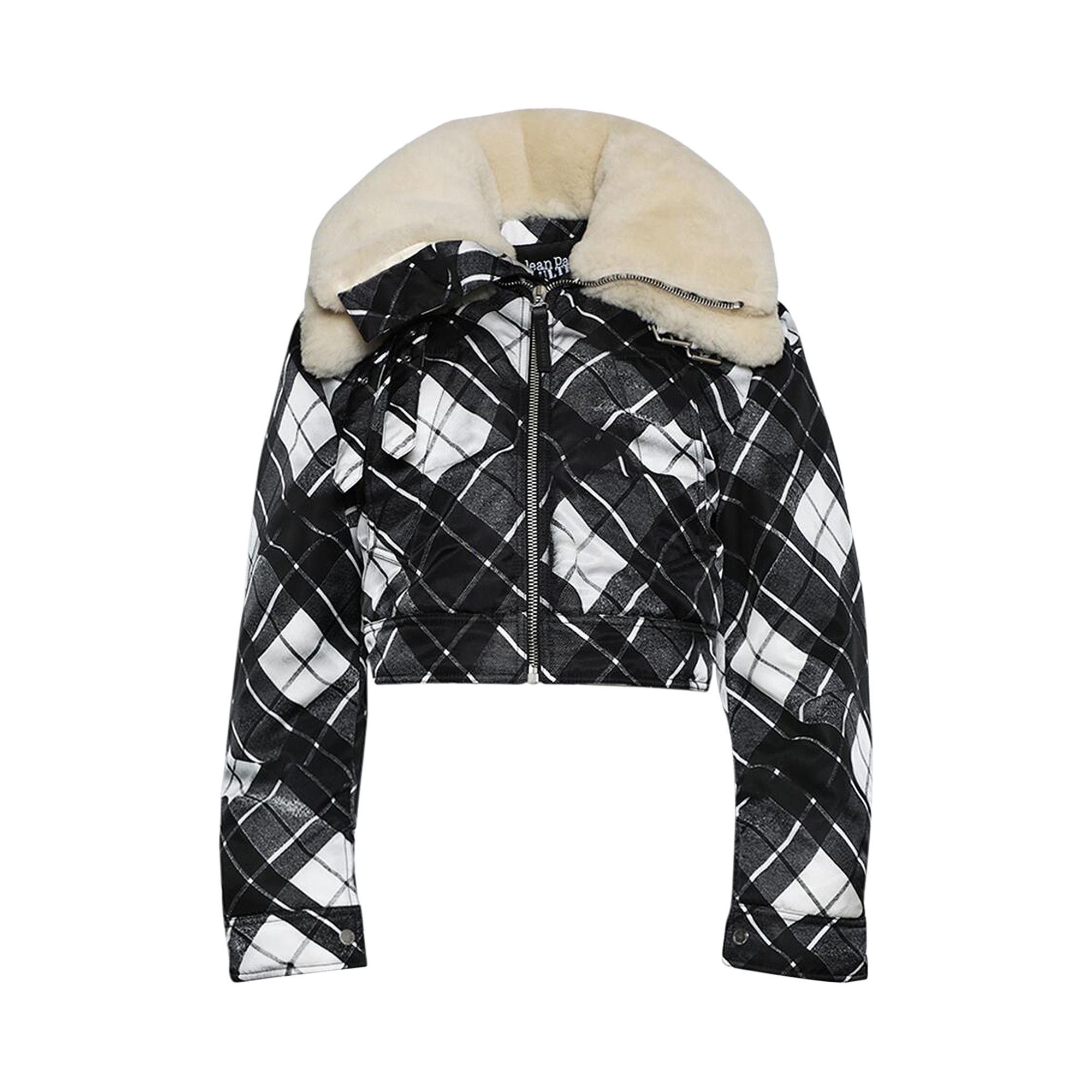 Jean Paul Gaultier Distorted Tartan Aviator Coat 'Black/Grey/White/Dark Brown' - 1
