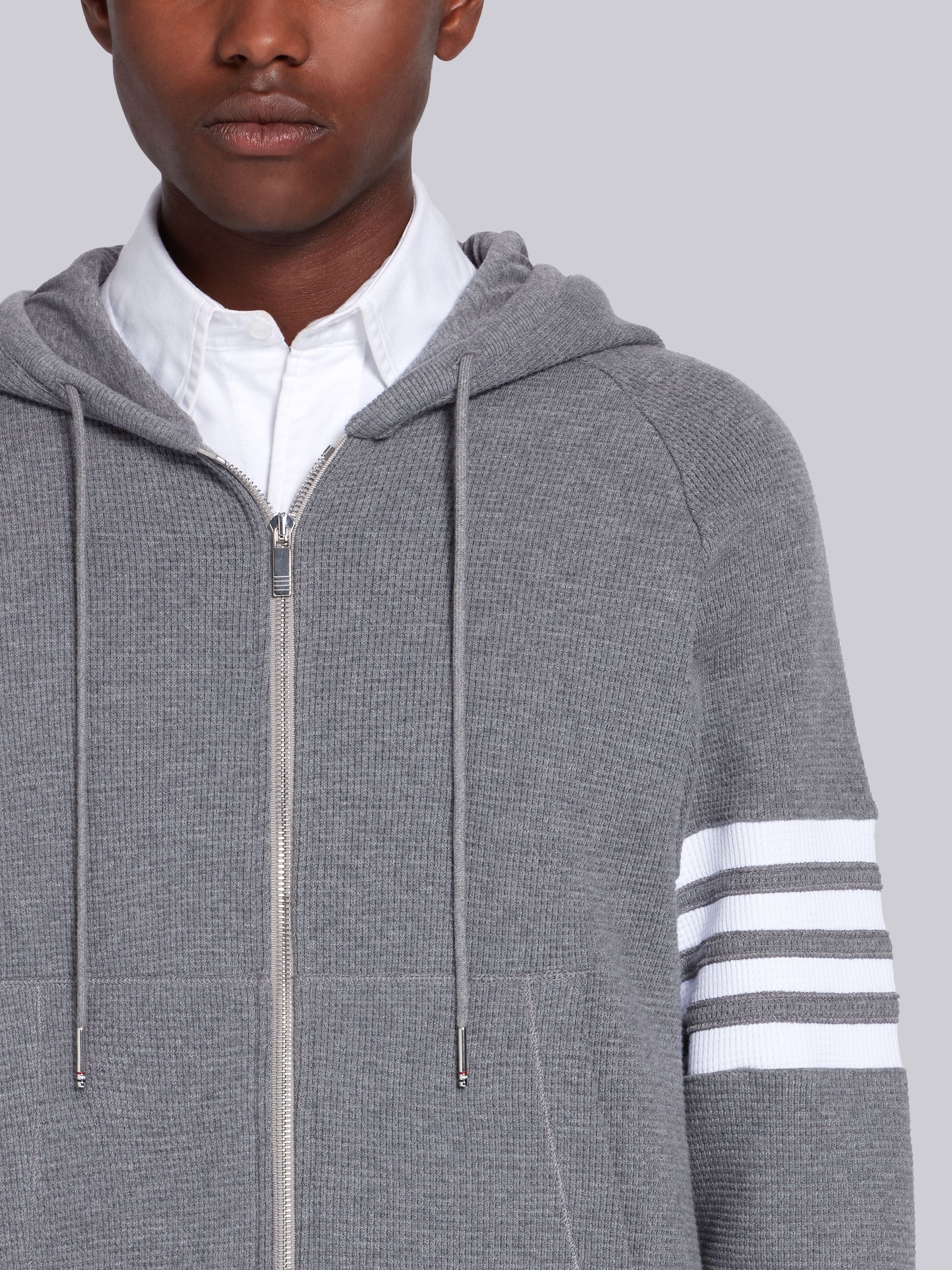 Medium Grey Raglan Sleeve 4-Bar Hoodie - 5