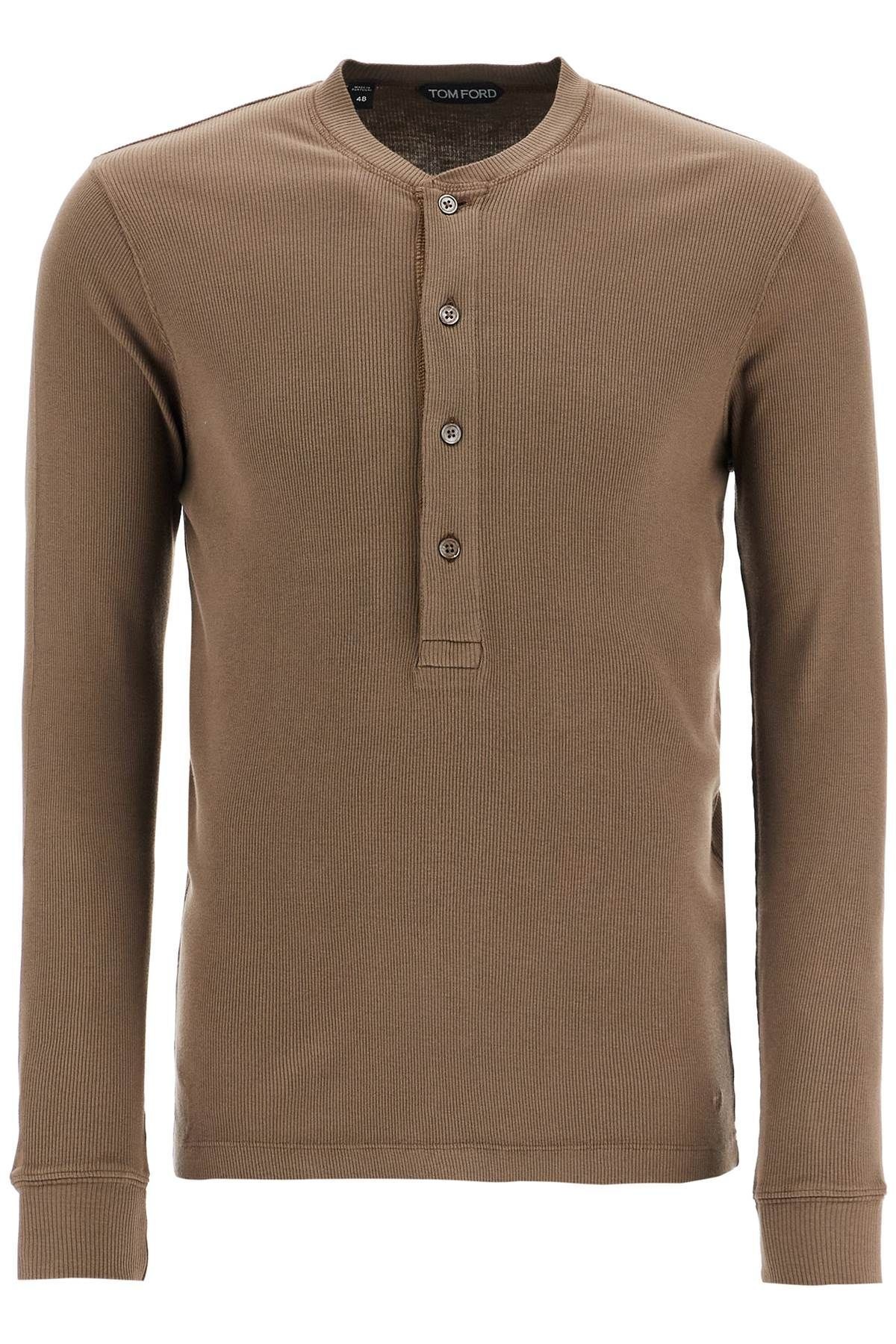 TOM FORD HENLEY T-SHIRT IN MOSS GREEN MODAL COTTON WITH