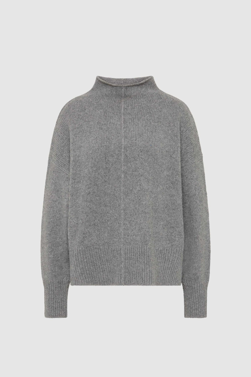 Wool Blend Mock Neck Sweater - Concrete 1