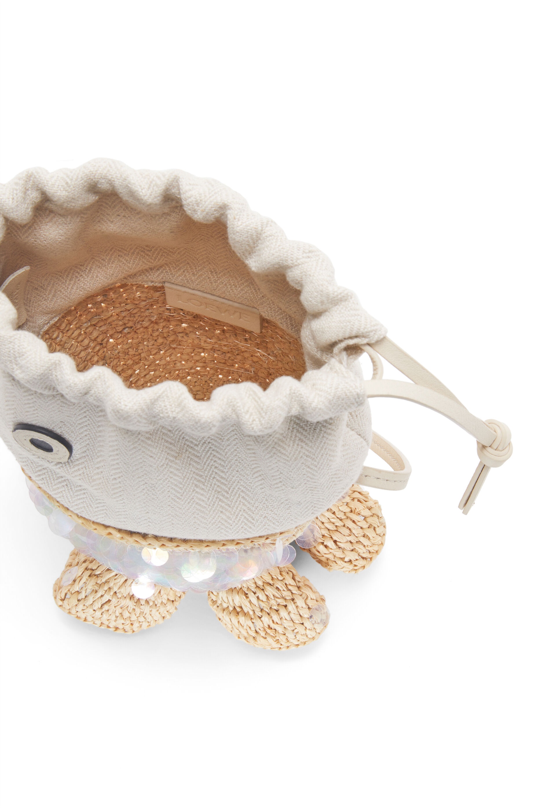 Fish pouch in canvas and raffia - 5