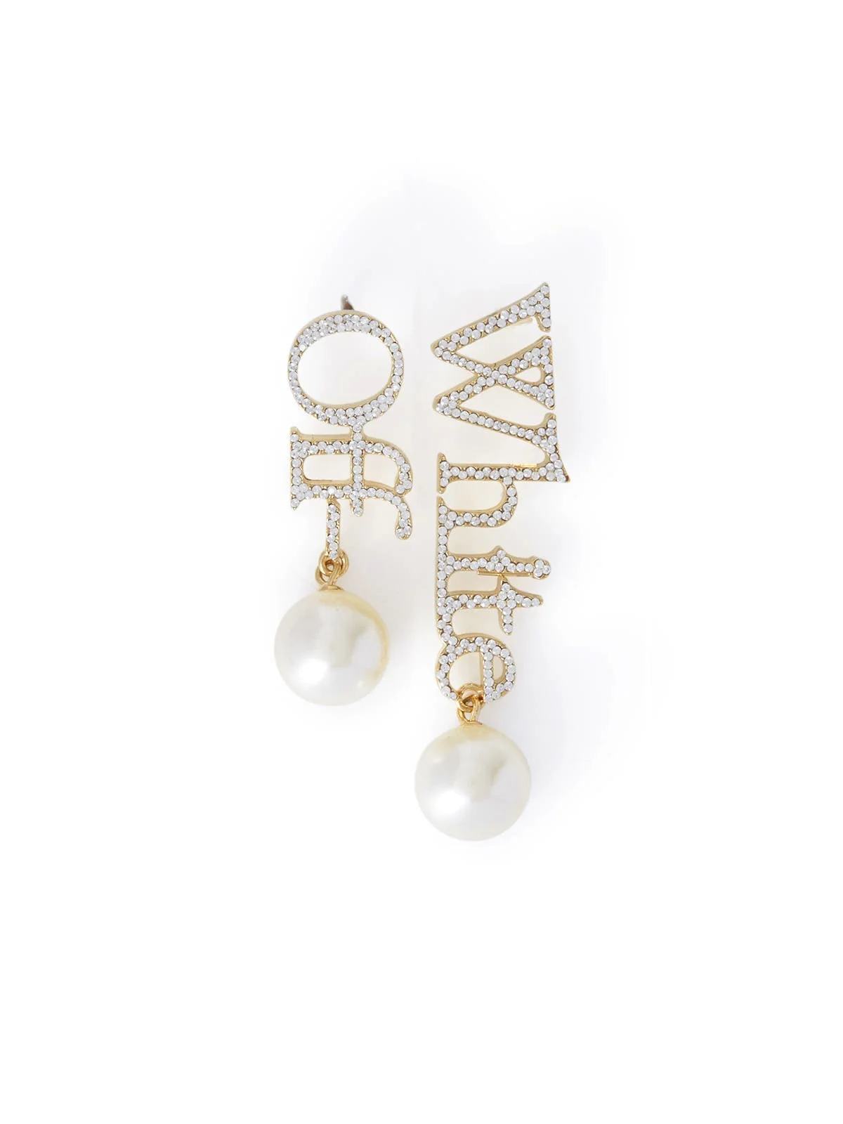 OFF WHITE Women's Logo Earrings W/Strass & Pearls in Gold at Nordstrom - 1