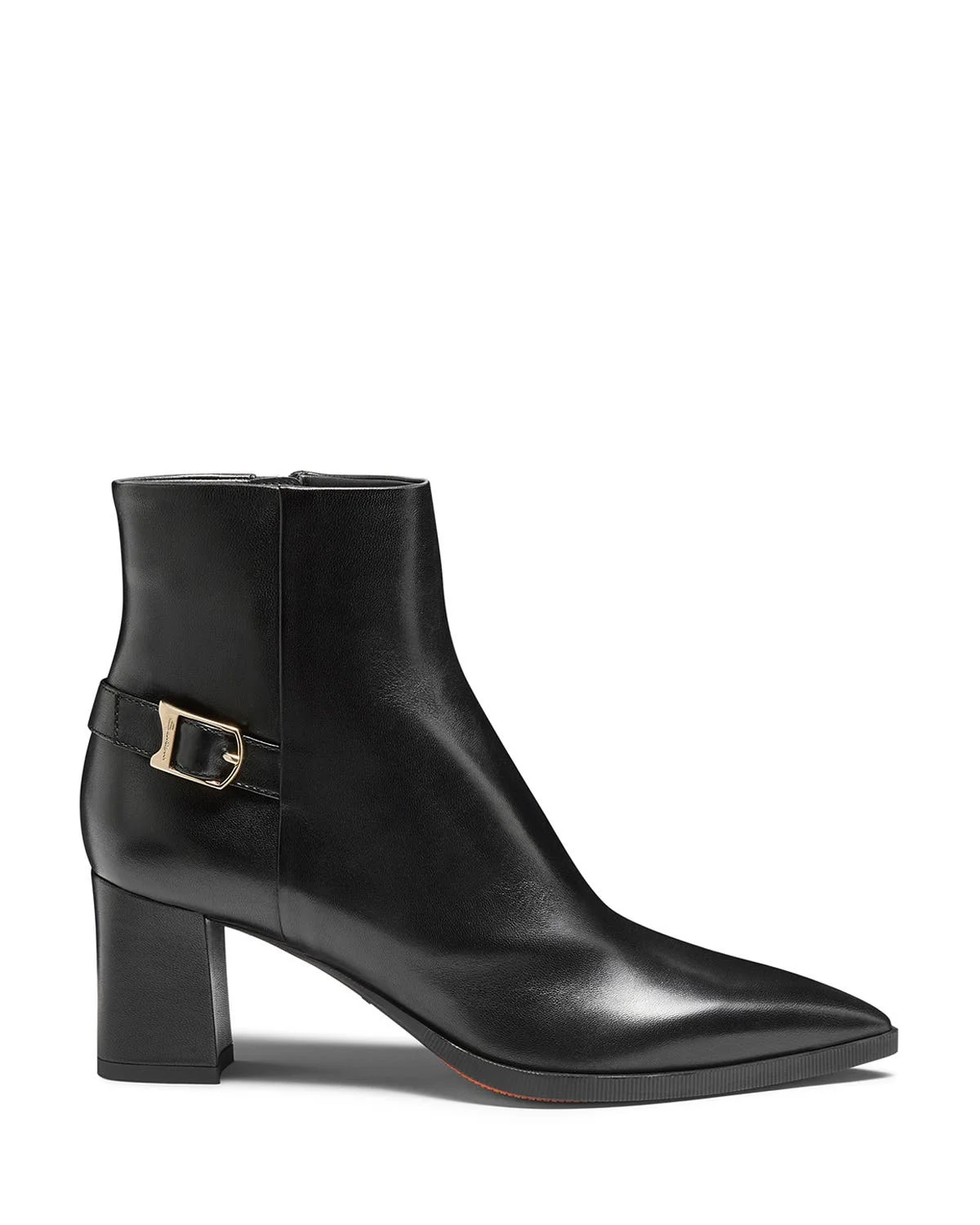 Santoni Women's Leather Mid-Heel Ankle Boot with Decorative Buckle in Black at Nordstrom - 1