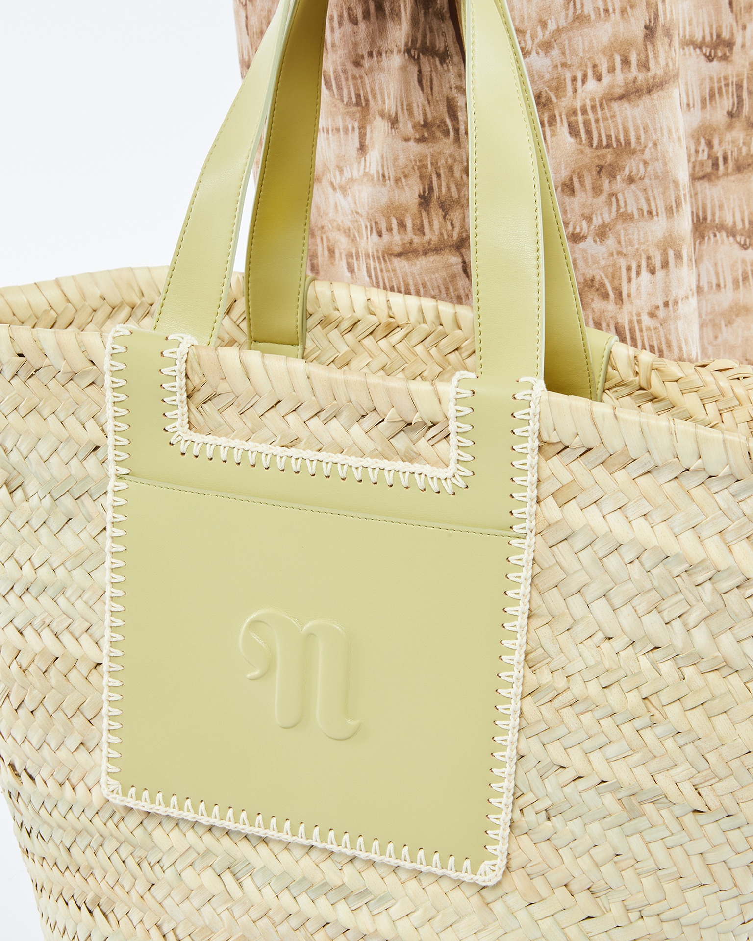 THE BEACH BAG - Raffia tote - Natural/lime/creme - 7