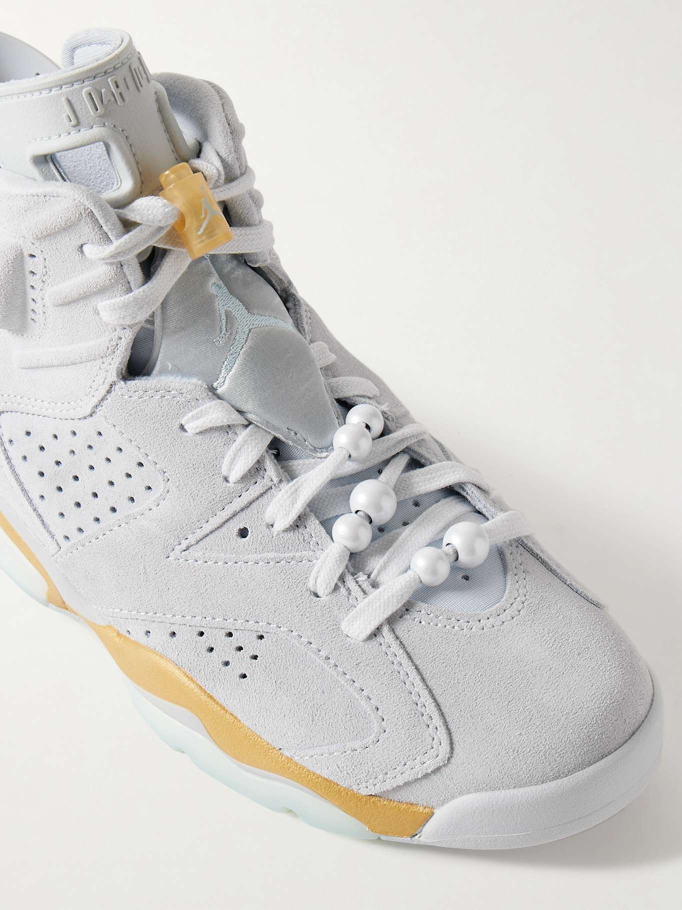 Air Jordan Retro 6 embellished satin-trimmed perforated suede high-top sneakers - 4