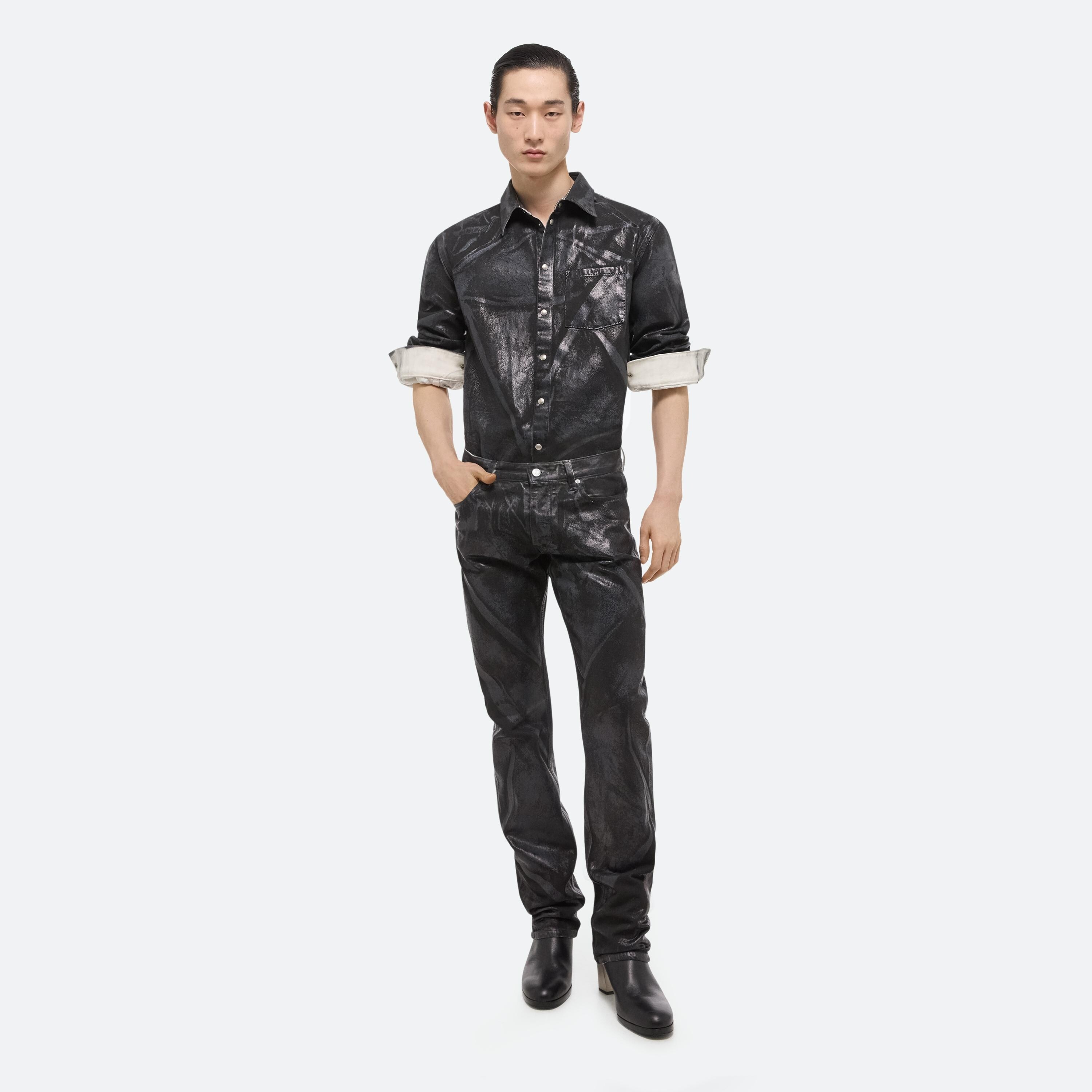 FOILED DENIM SHIRT JACKET - 2