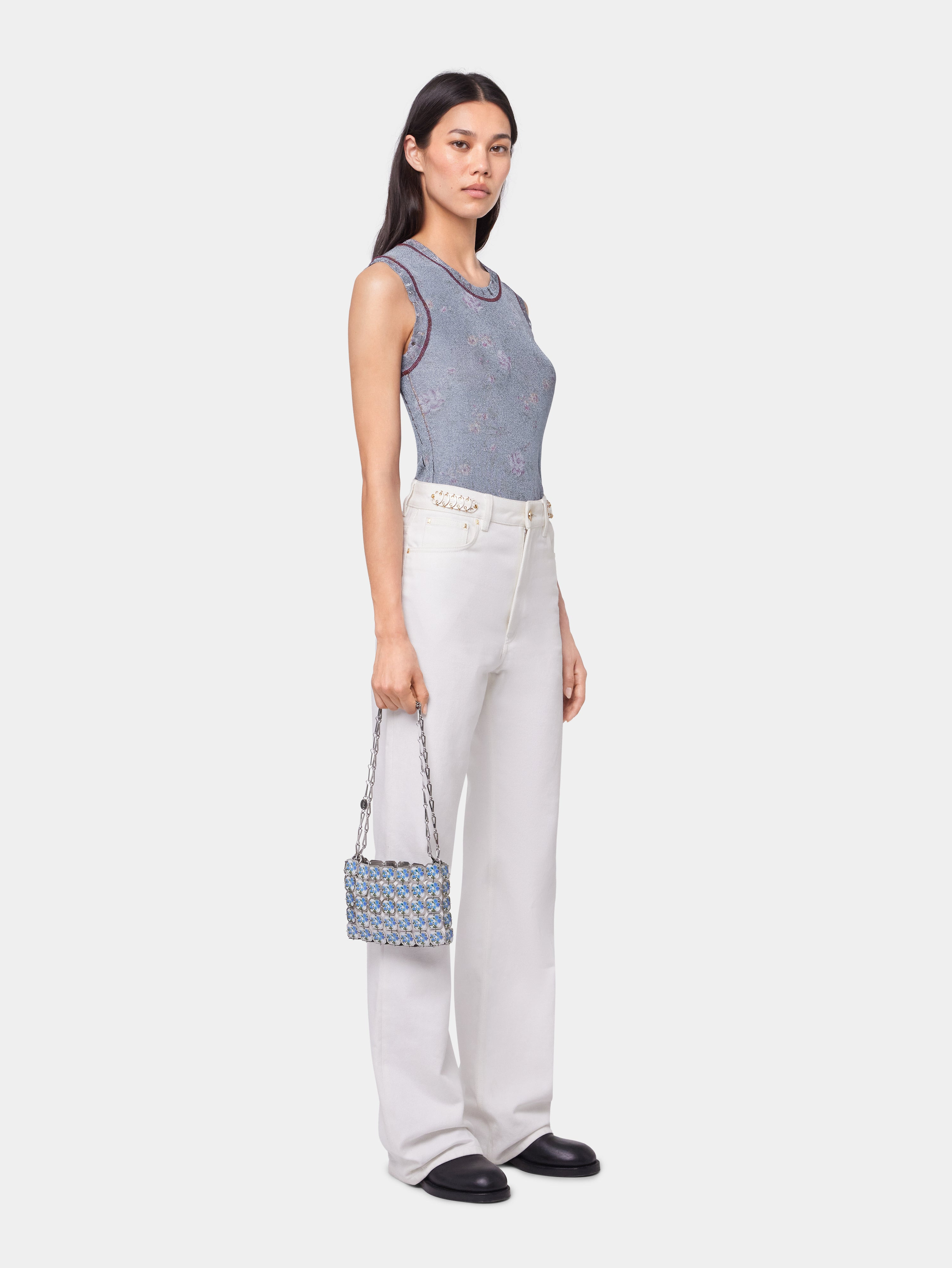 OFF WHITE DENIM JEANS WITH 1969 DISCS SIGNATURE - 2