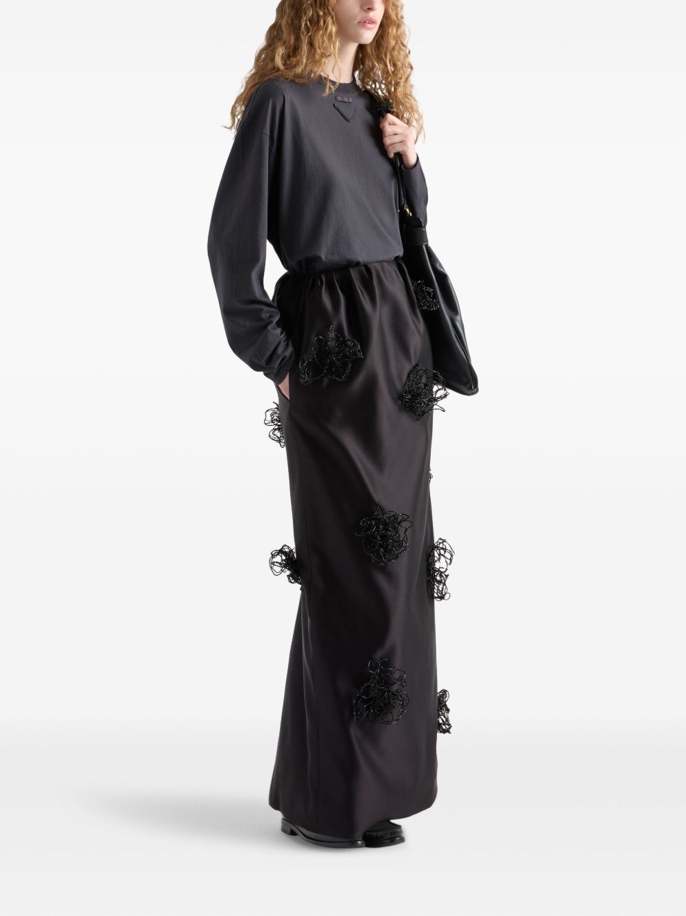 embroidered satin maxi skirt - 2
