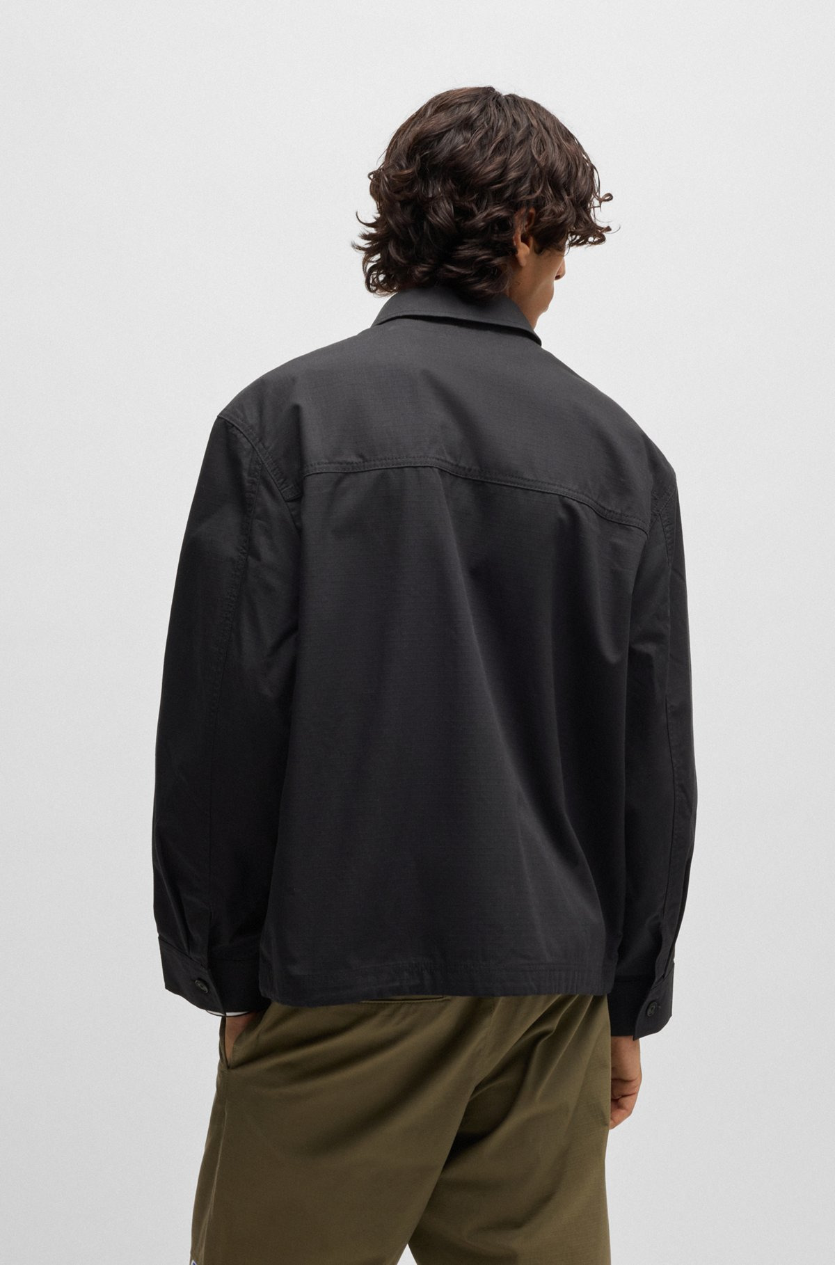 RIPSTOP-COTTON REGULAR-FIT JACKET WITH LOGO LABEL - 4